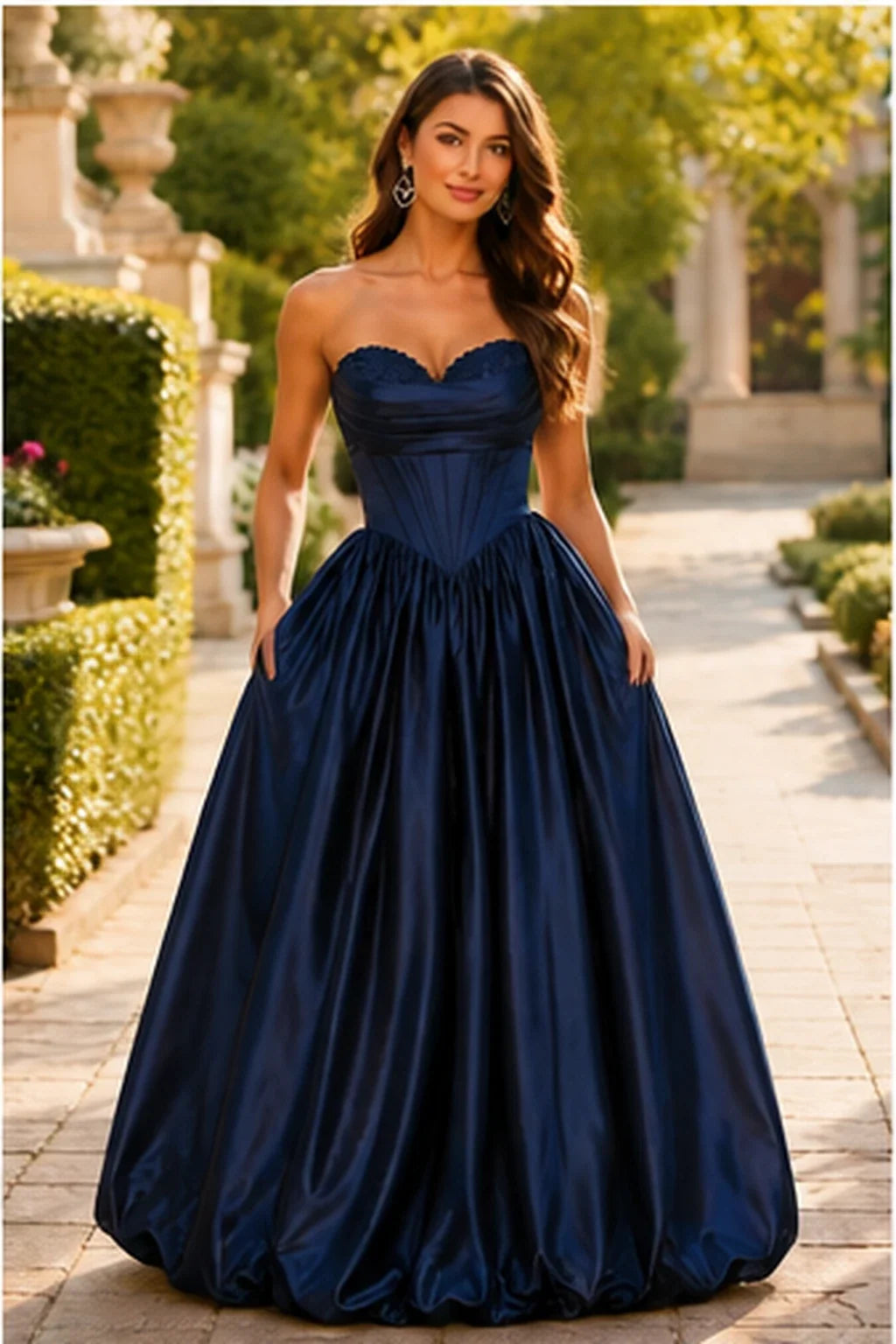 Lumeria Strapless Corset Satin Ball Gown Prom Dress