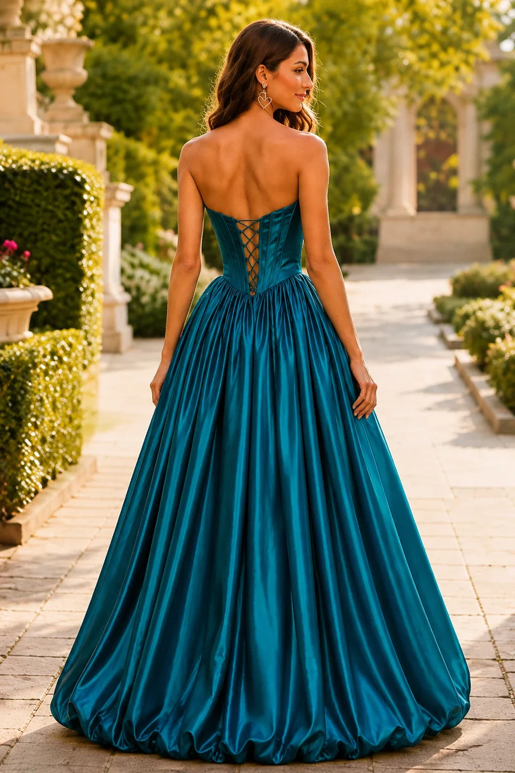 Lumeria Strapless Corset Satin Ball Gown Prom Dress