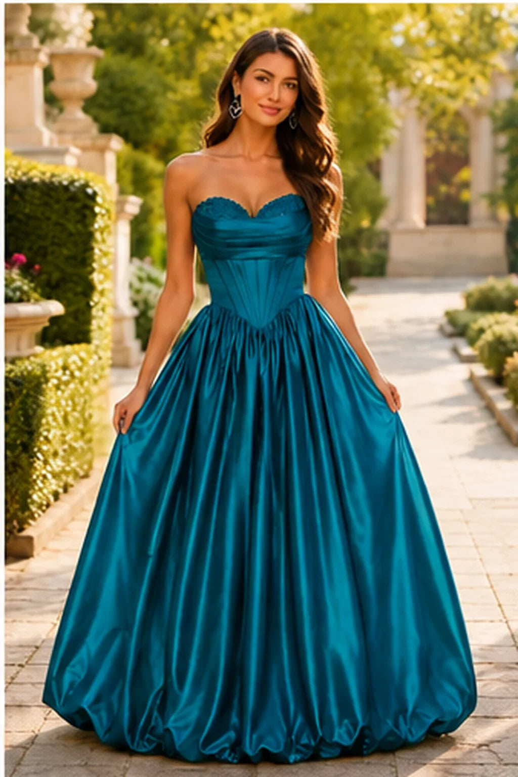 Lumeria Strapless Corset Satin Ball Gown Prom Dress