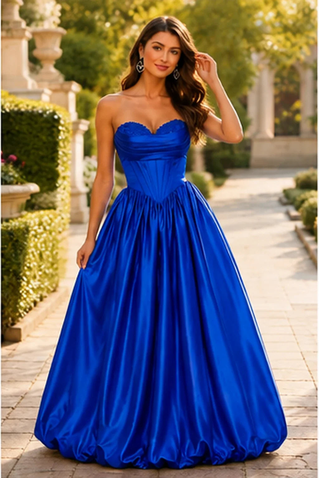 Lumeria Strapless Corset Satin Ball Gown Prom Dress