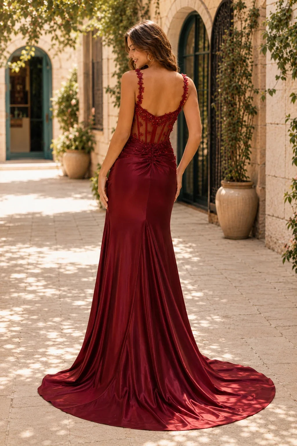 Oriana Beaded Corset Mermaid Prom Dress with Slit