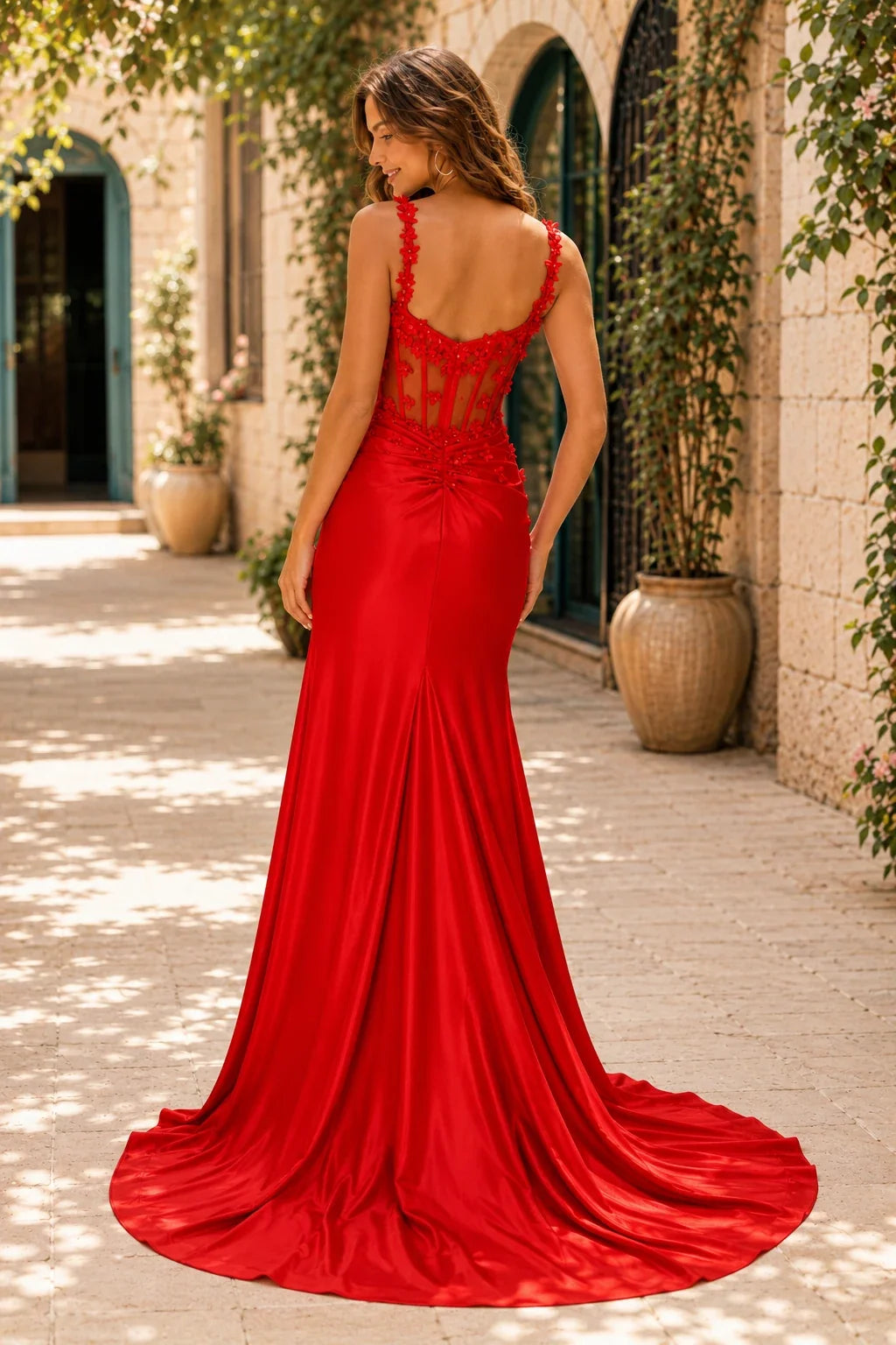 Oriana Beaded Corset Mermaid Prom Dress with Slit