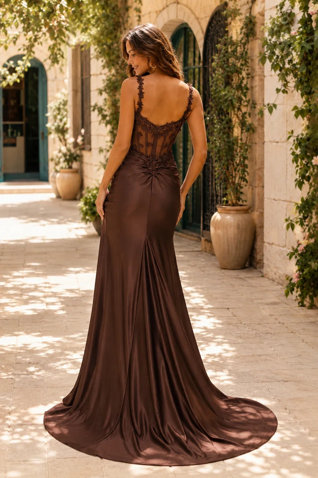 Oriana Beaded Corset Mermaid Prom Dress with Slit