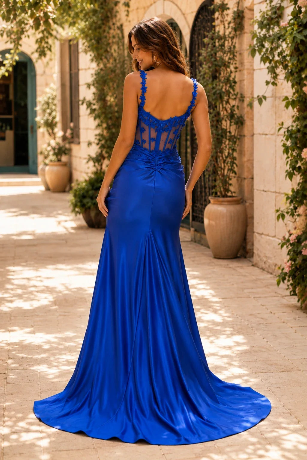 Oriana Beaded Corset Mermaid Prom Dress with Slit