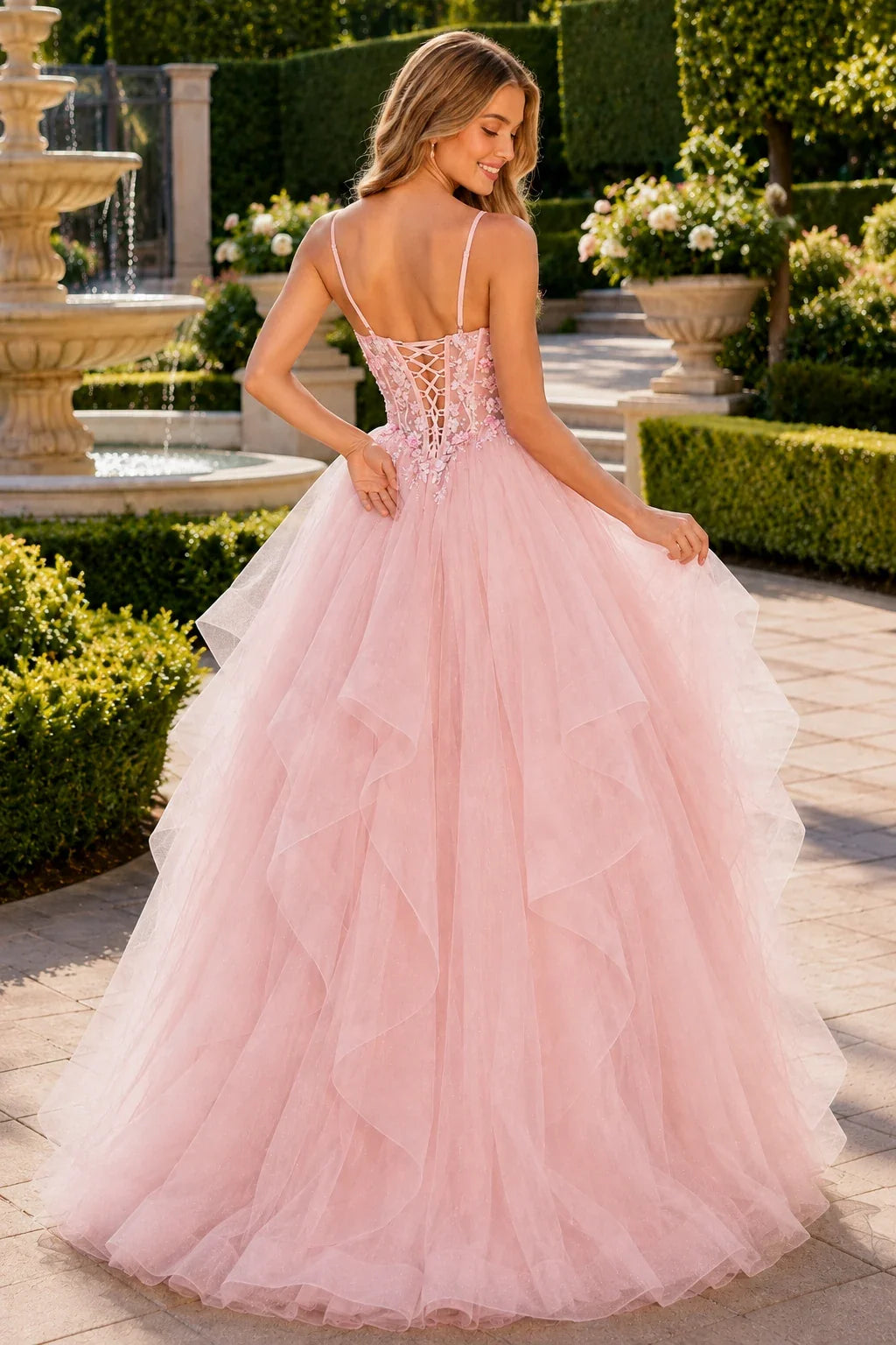 Elysia Beaded Corset Tulle Ball Gown Prom Dress