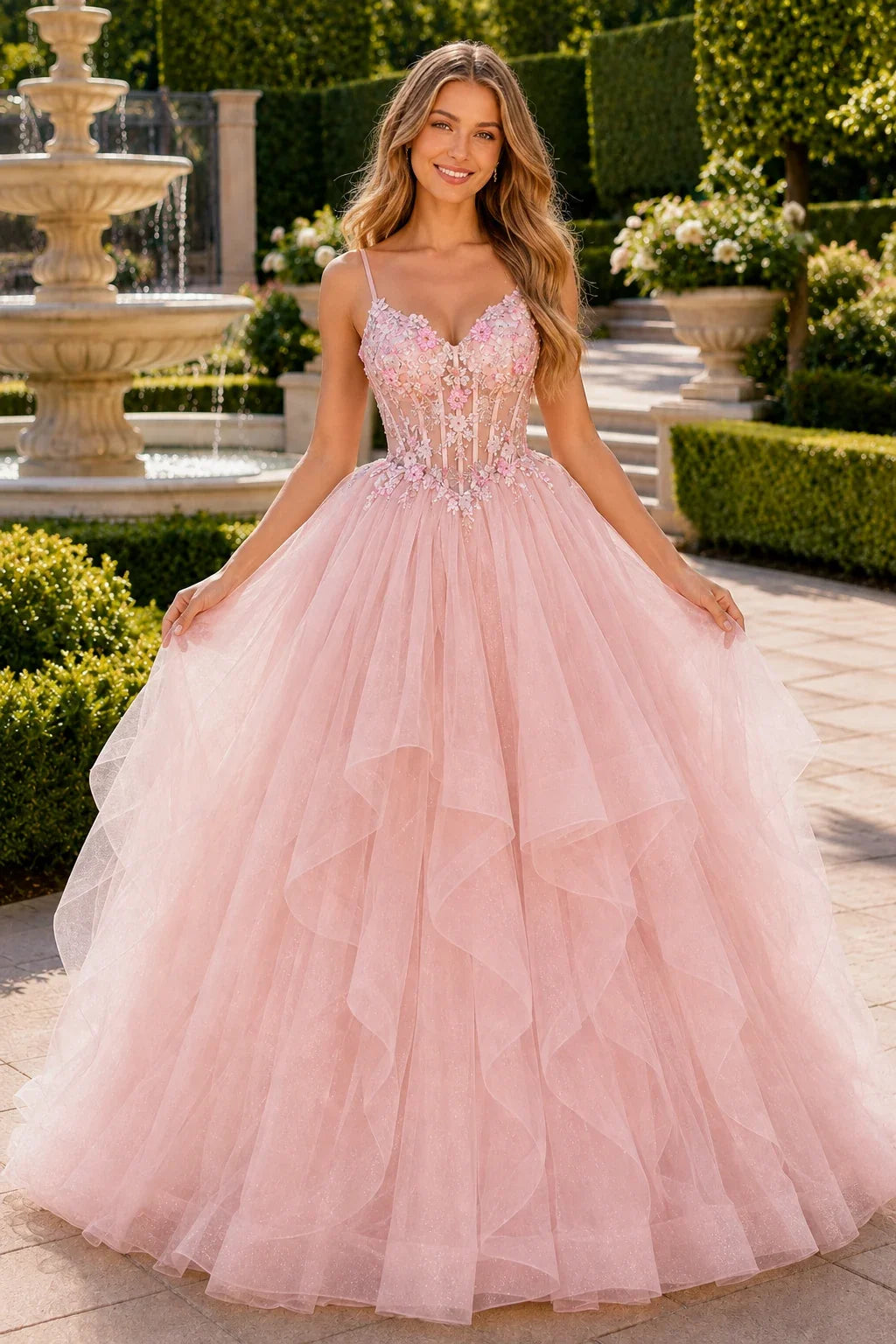 Elysia Beaded Corset Tulle Ball Gown Prom Dress