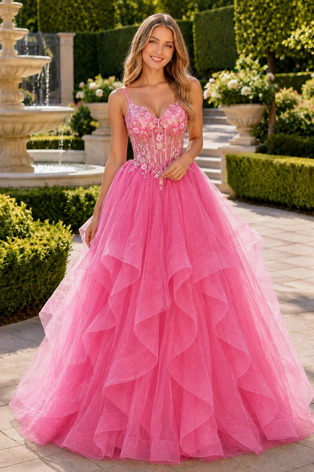 Elysia Beaded Corset Tulle Ball Gown Prom Dress