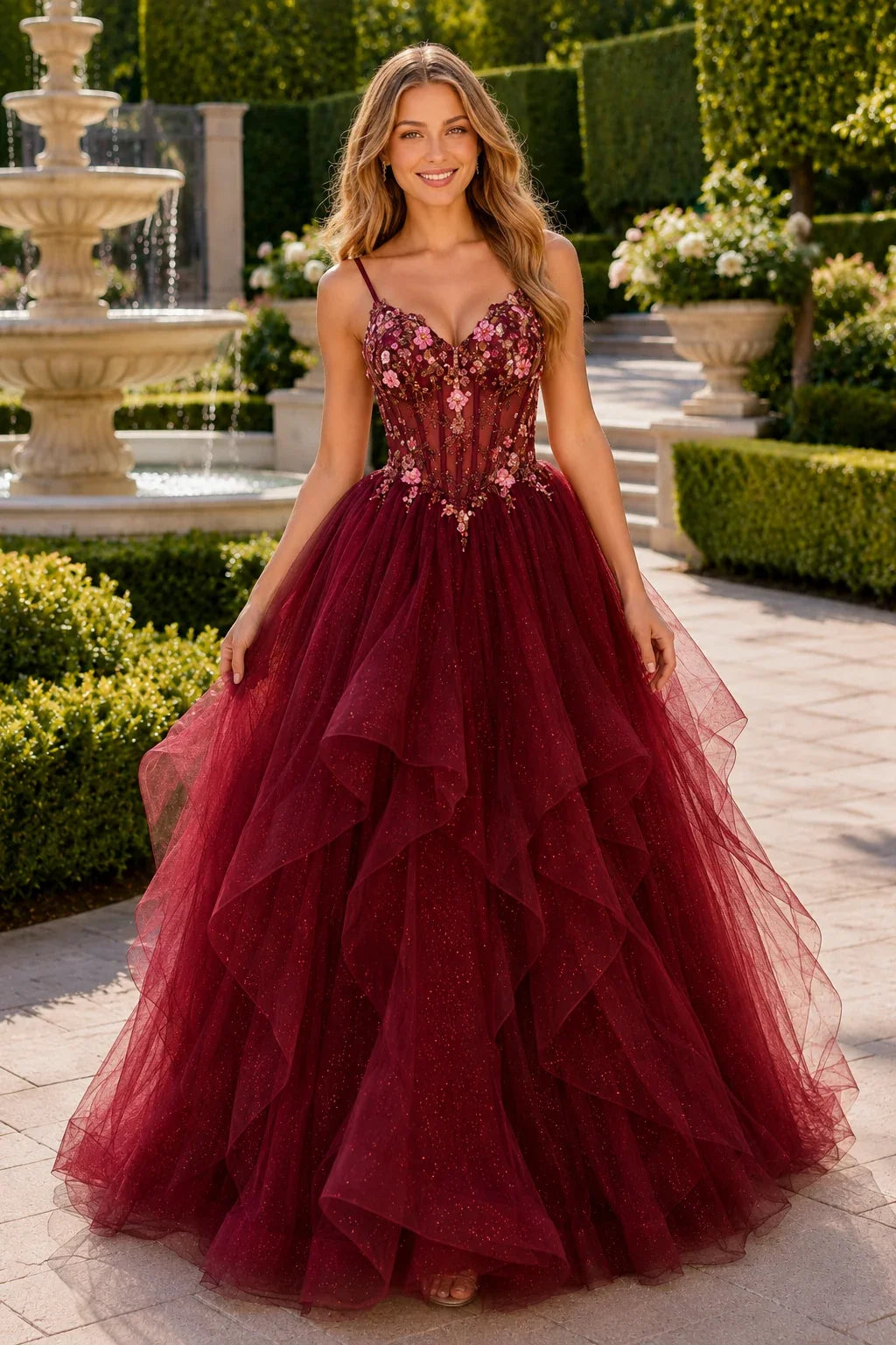 Elysia Beaded Corset Tulle Ball Gown Prom Dress