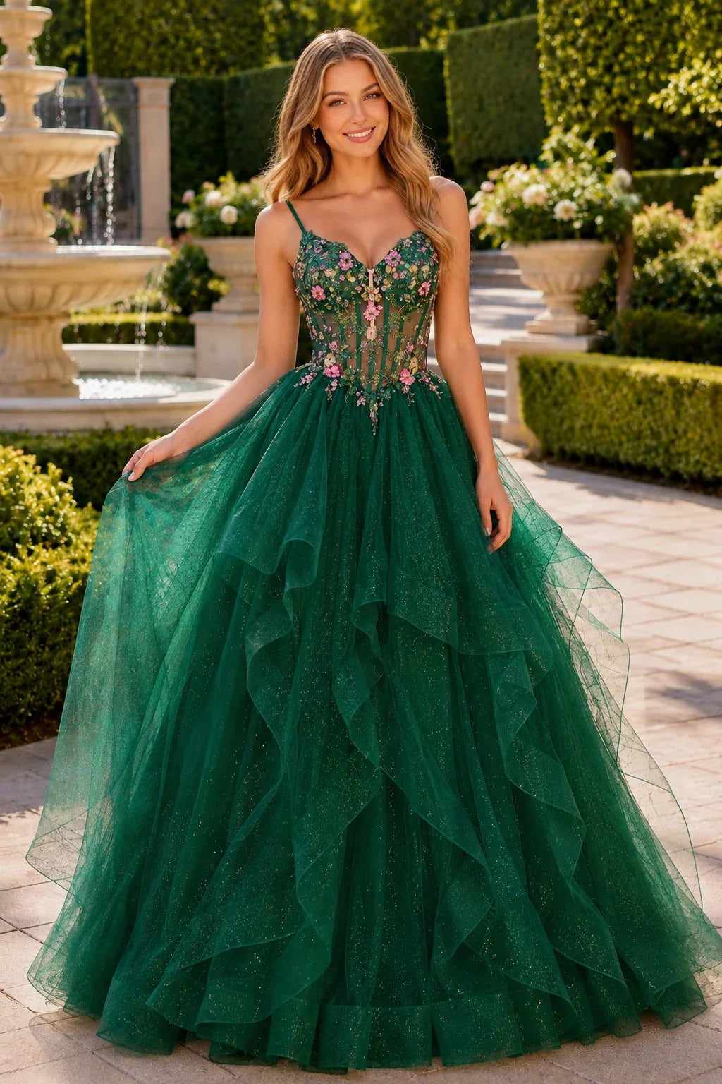 Elysia Beaded Corset Tulle Ball Gown Prom Dress