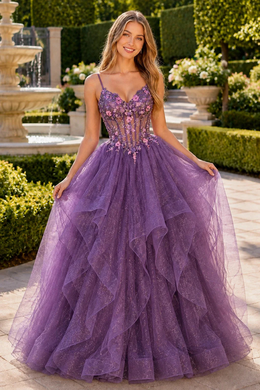 Elysia Beaded Corset Tulle Ball Gown Prom Dress