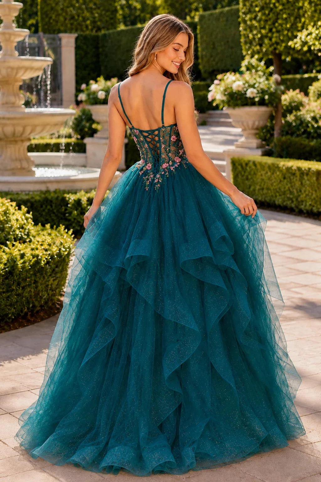 Elysia Beaded Corset Tulle Ball Gown Prom Dress