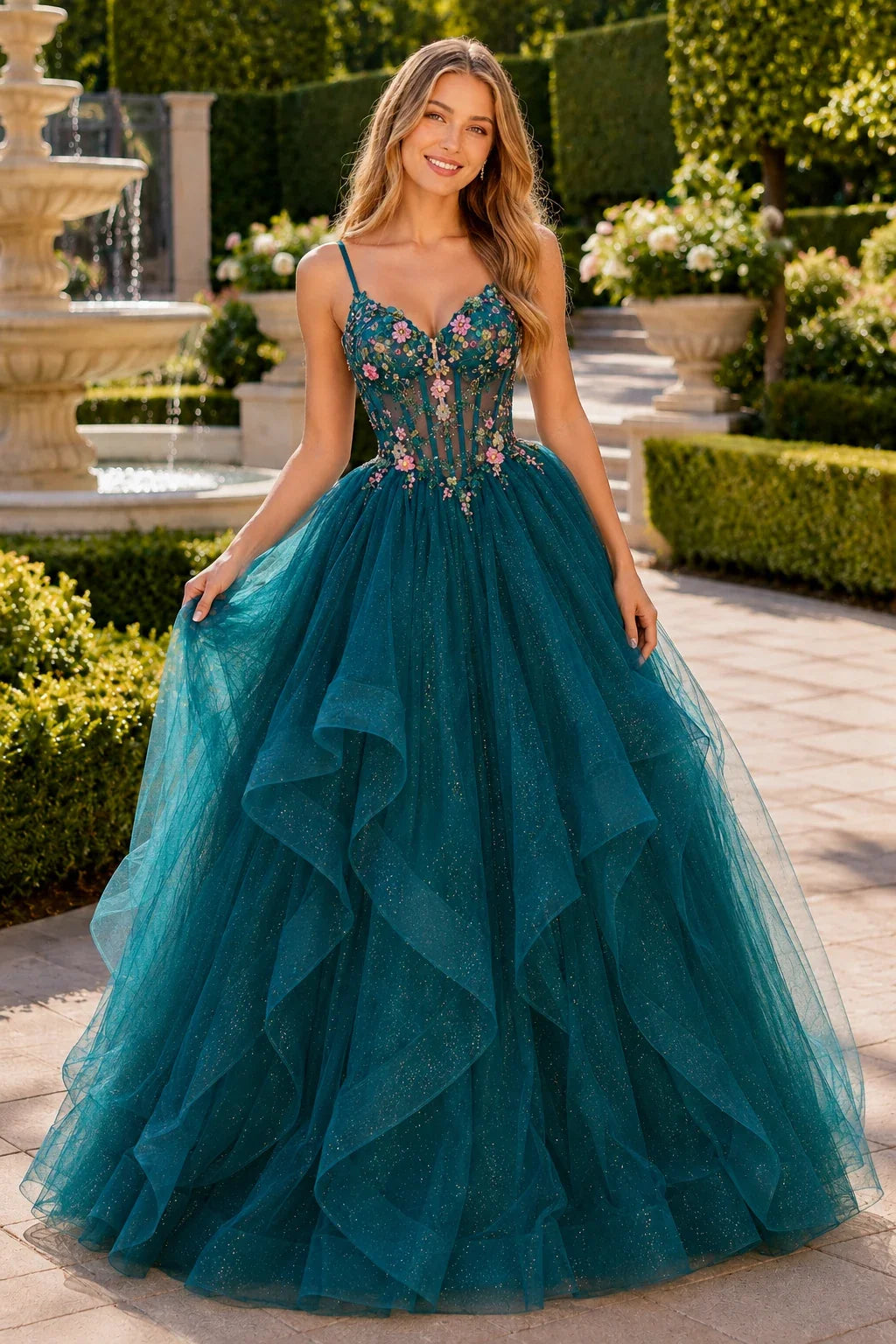 Elysia Beaded Corset Tulle Ball Gown Prom Dress