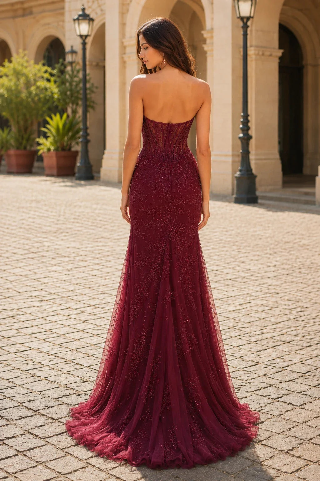 Amelie Strapless Sequin Mermaid Prom Dress with Slit