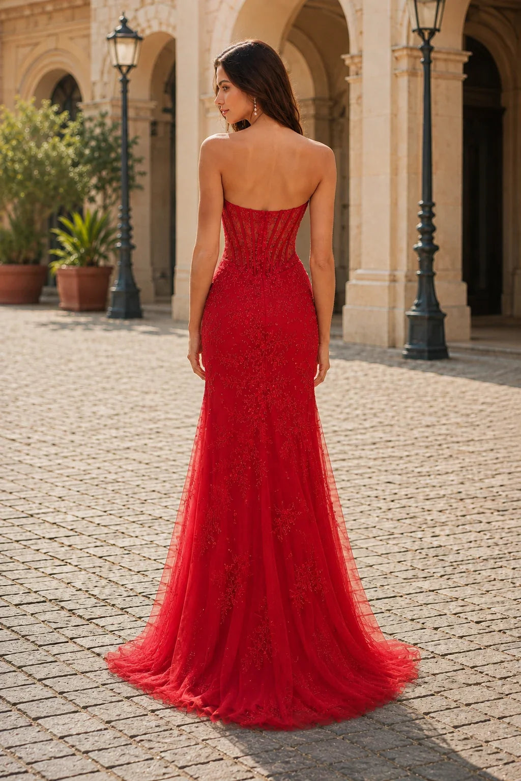Amelie Strapless Sequin Mermaid Prom Dress with Slit