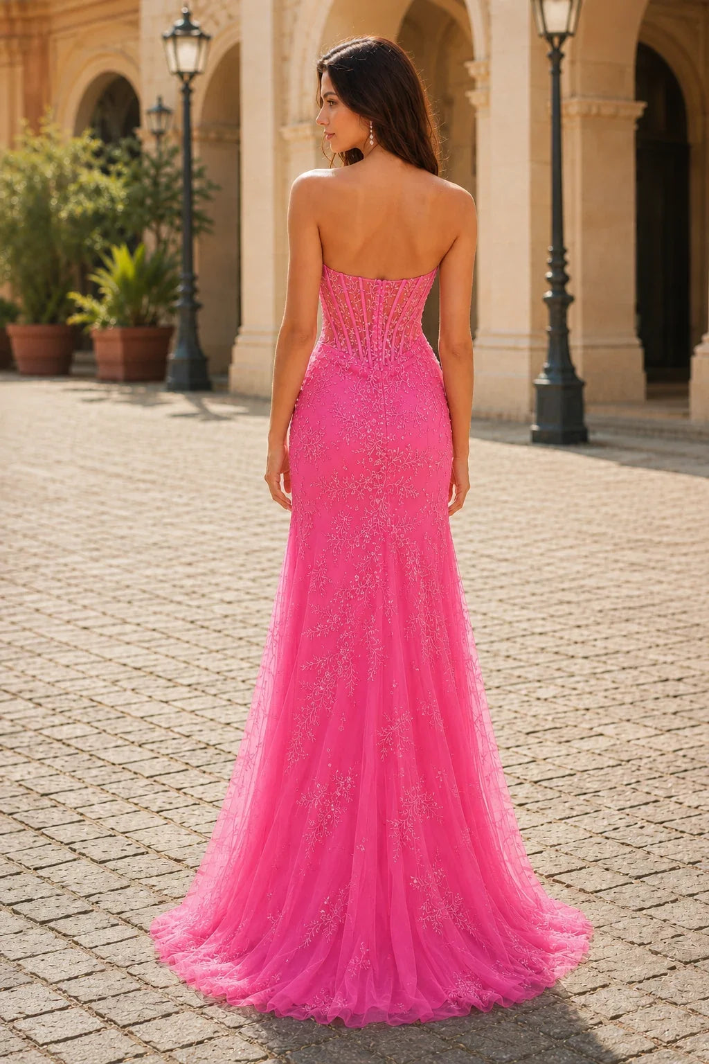 Amelie Strapless Sequin Mermaid Prom Dress with Slit