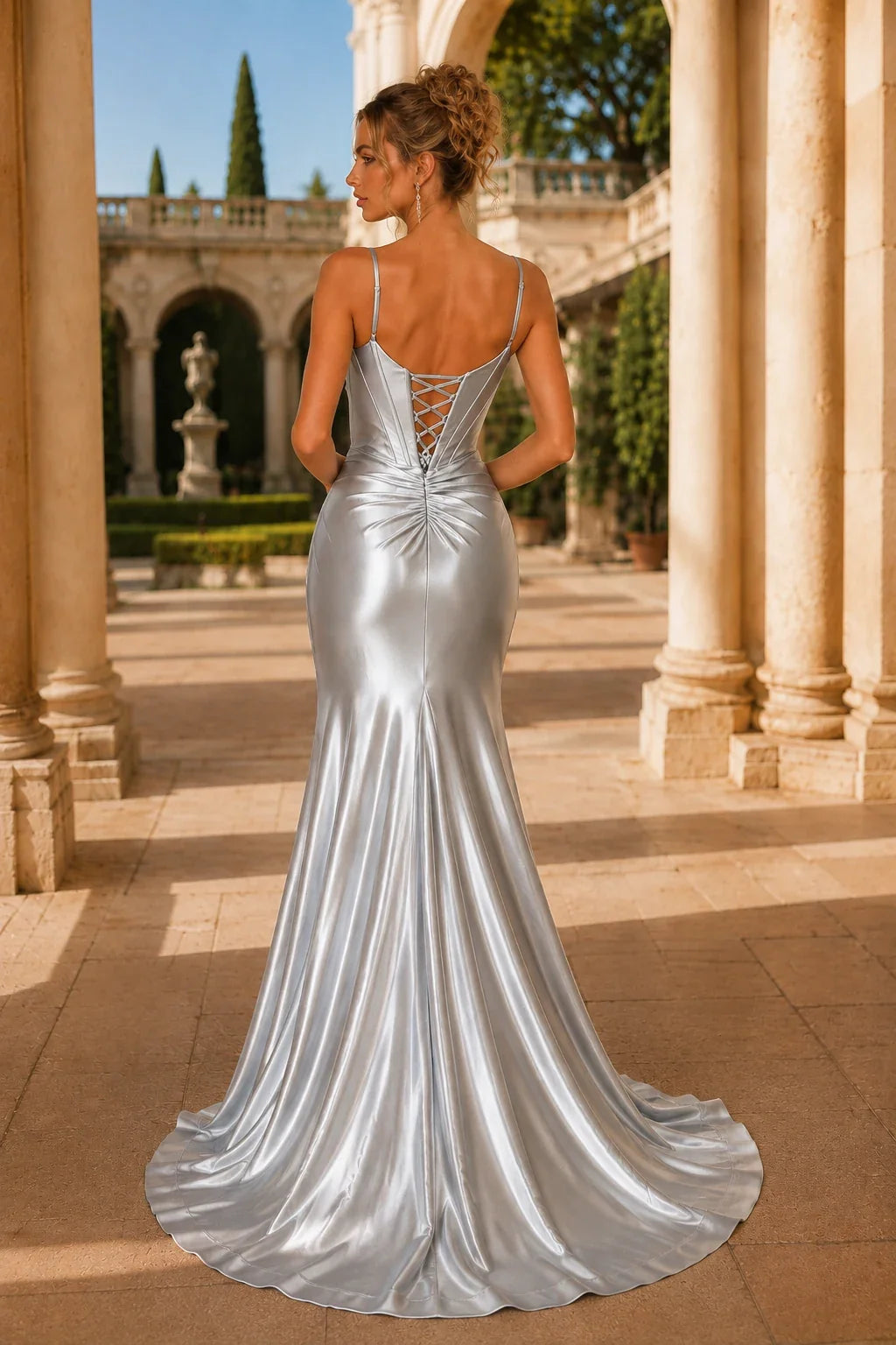 Lucienne Off-the-Shoulder Ruched Mermaid Prom Dress with Slit