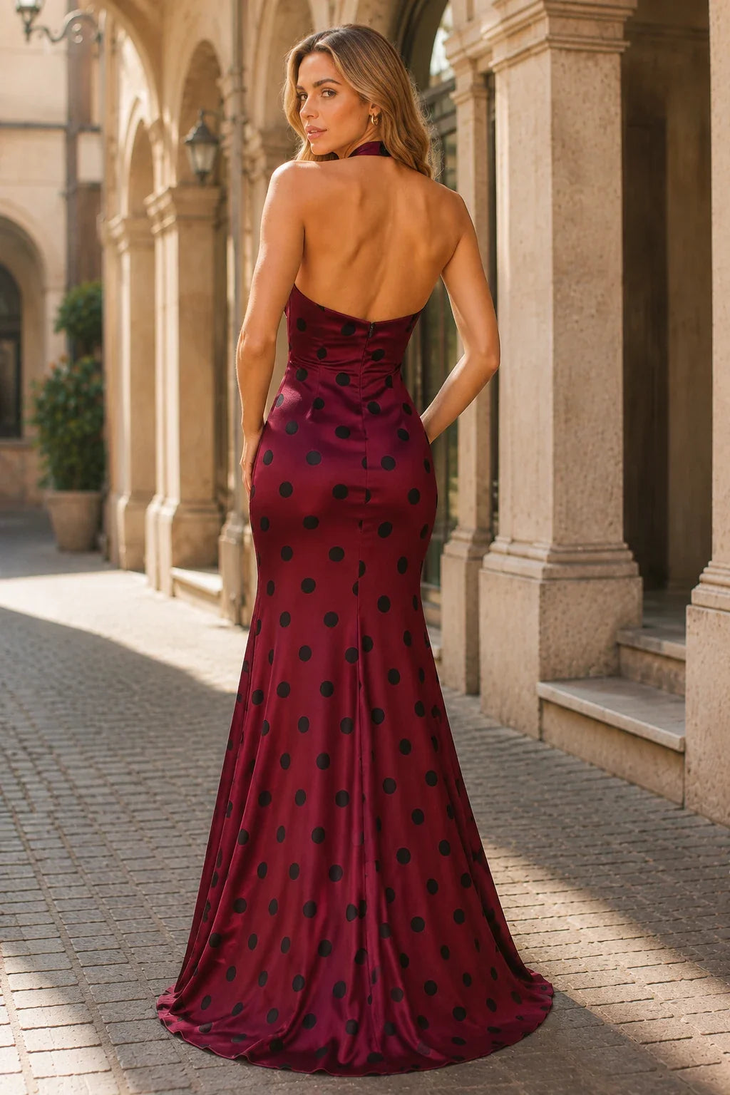 Alessia Strapless Polka Dot Mermaid Prom Dress with Slit