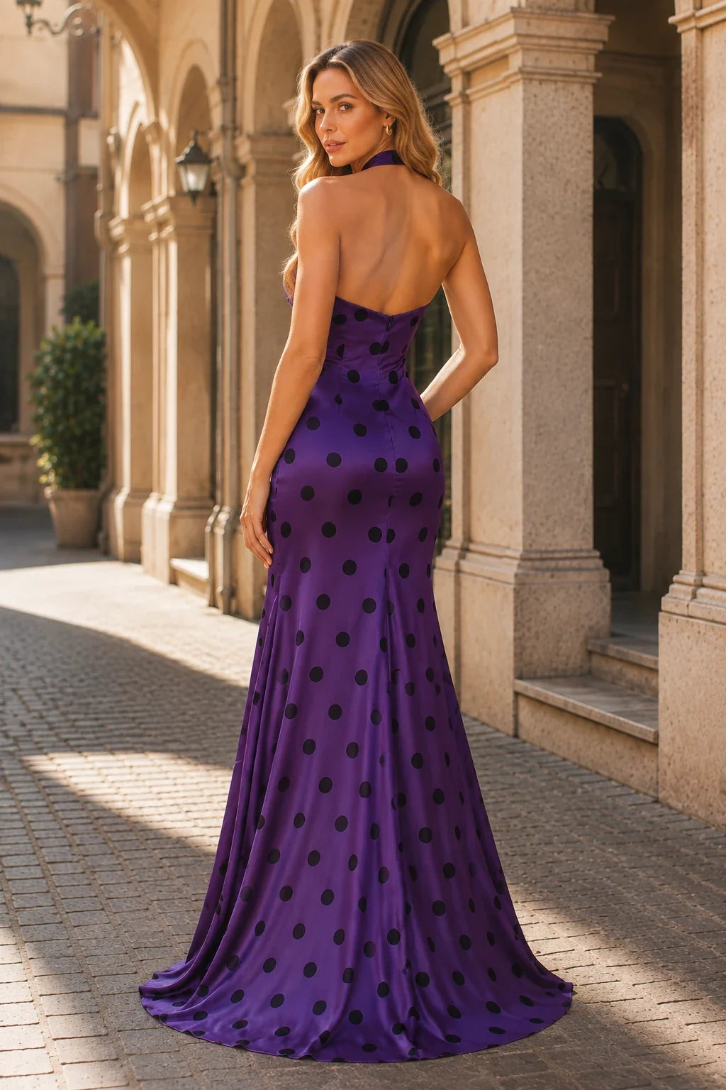 Alessia Strapless Polka Dot Mermaid Prom Dress with Slit