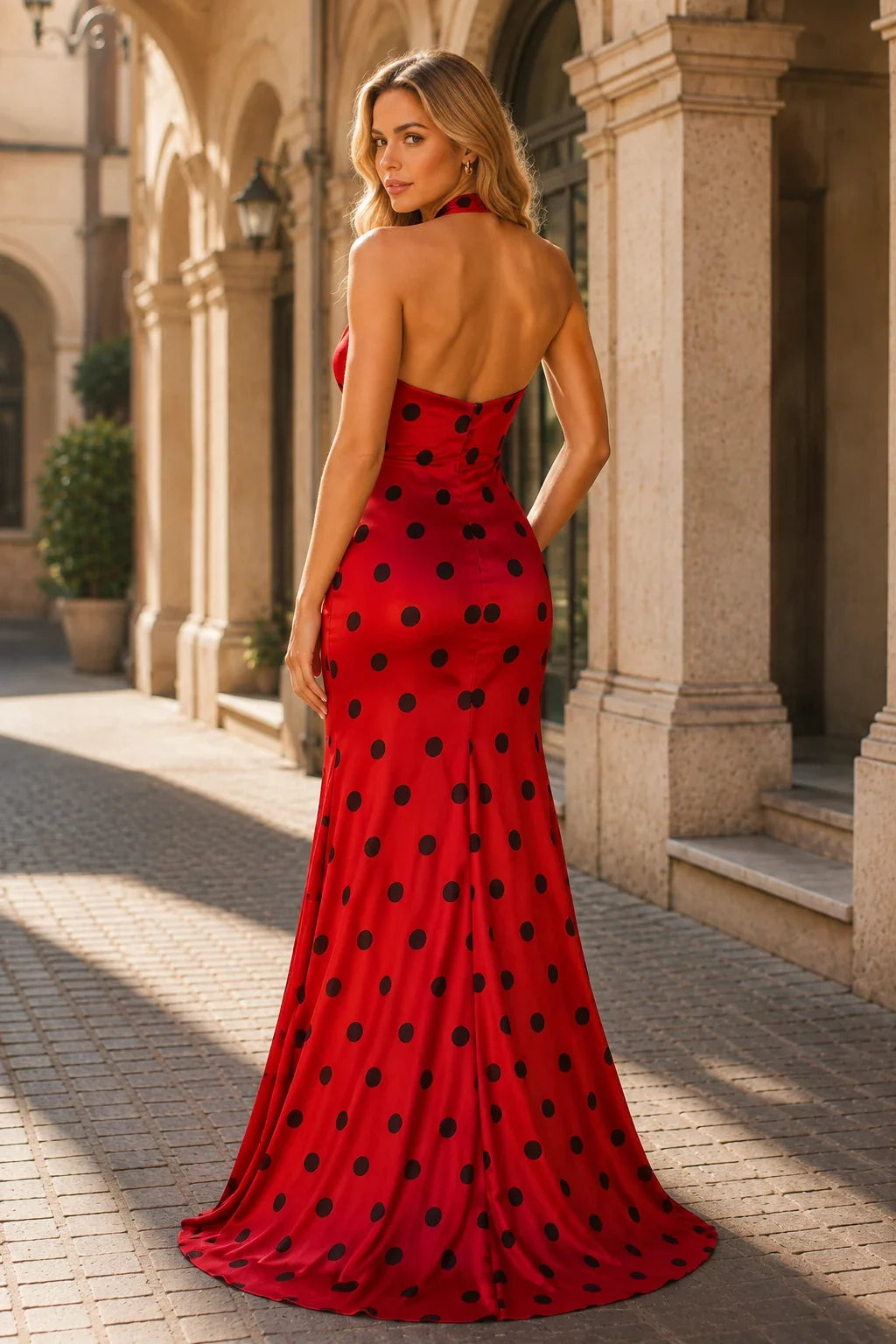 Alessia Strapless Polka Dot Mermaid Prom Dress with Slit