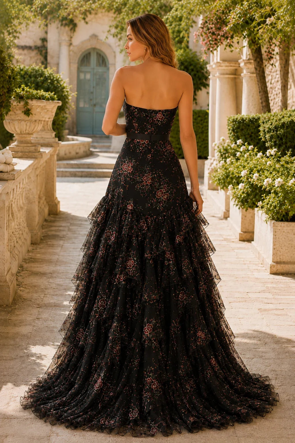 Bianca Strapless Ruffle Mermaid Prom Dress with Slit
