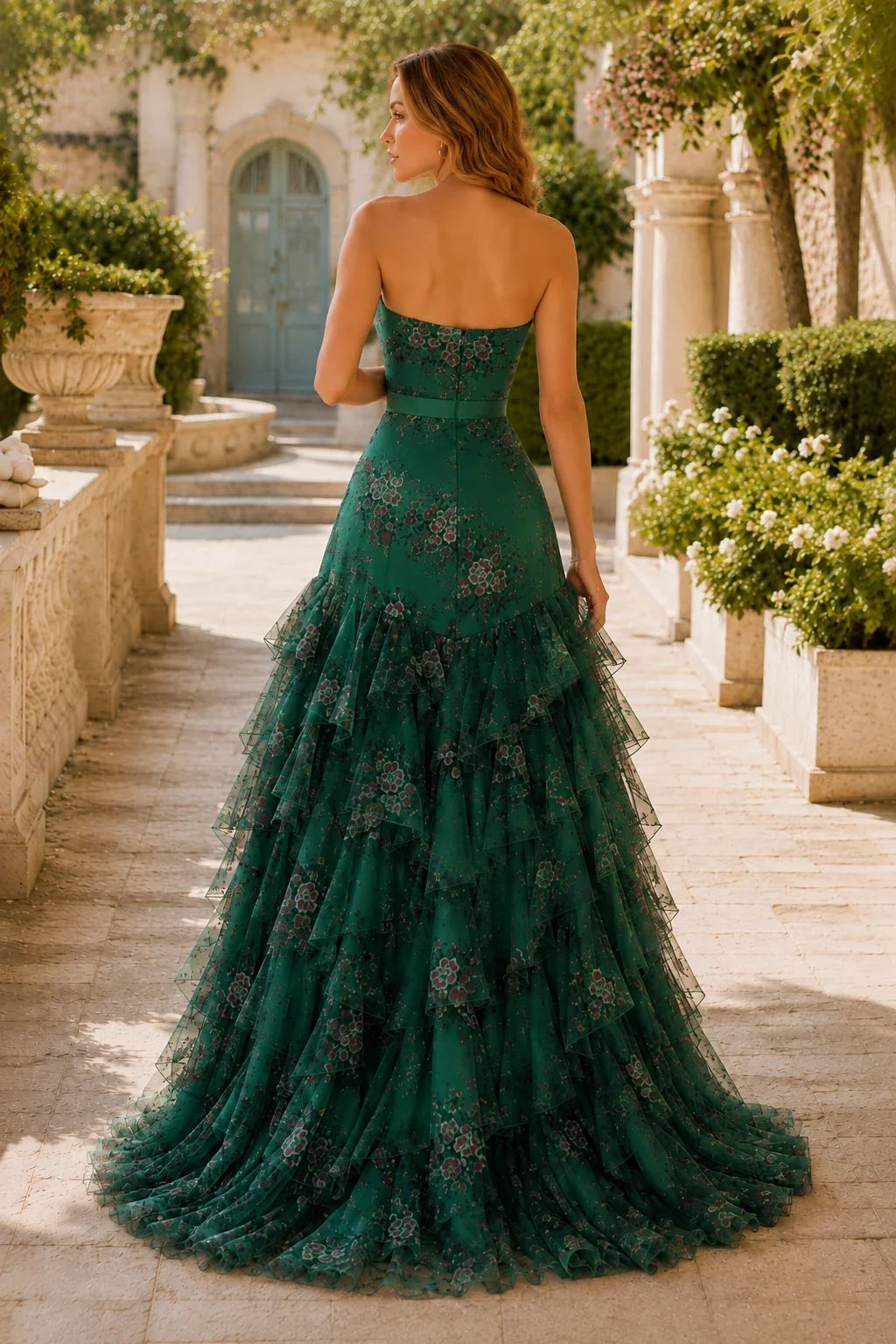 Bianca Strapless Ruffle Mermaid Prom Dress with Slit
