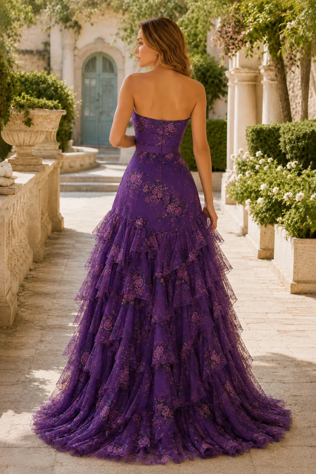 Bianca Strapless Ruffle Mermaid Prom Dress with Slit