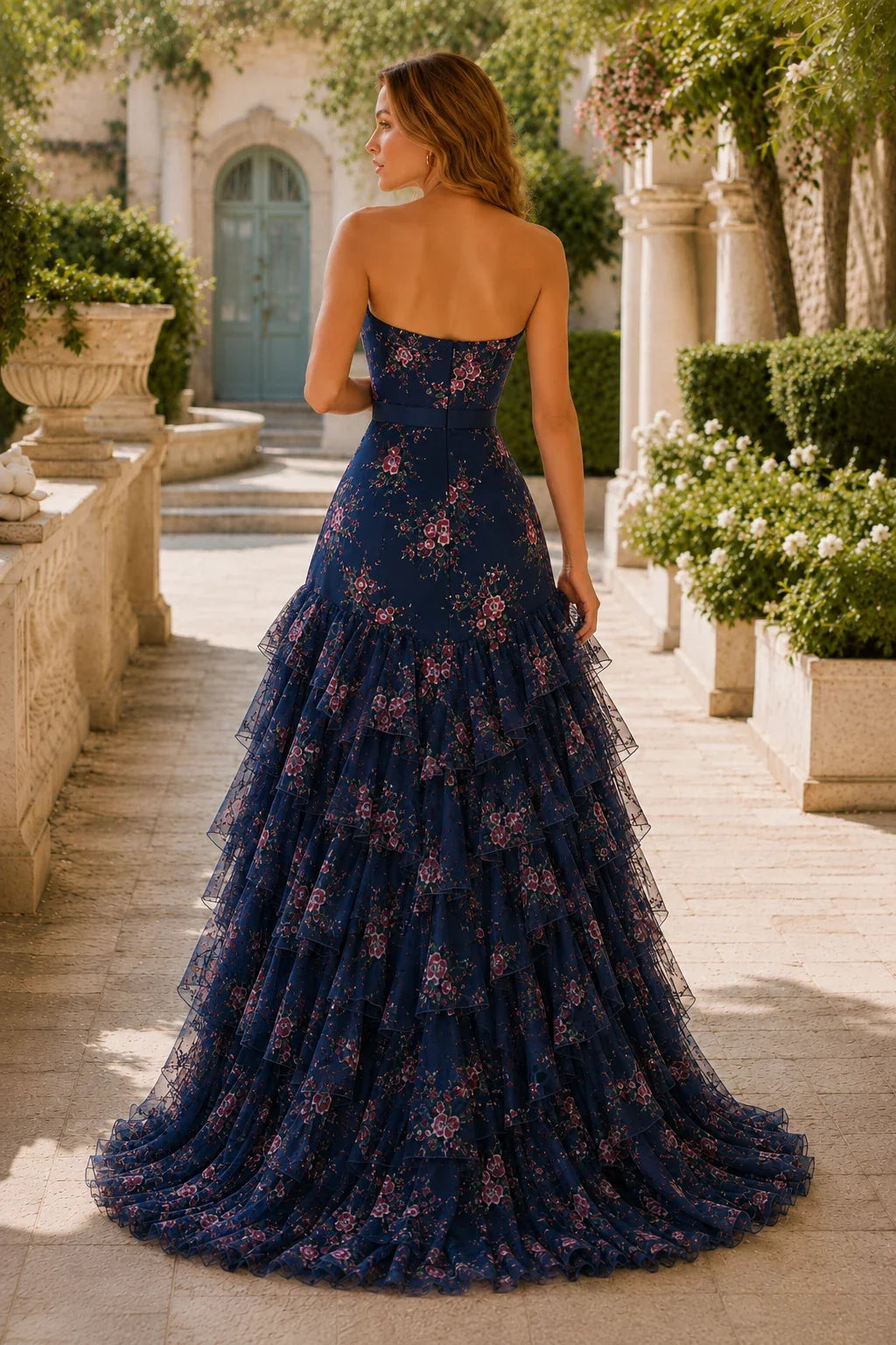 Bianca Strapless Ruffle Mermaid Prom Dress with Slit