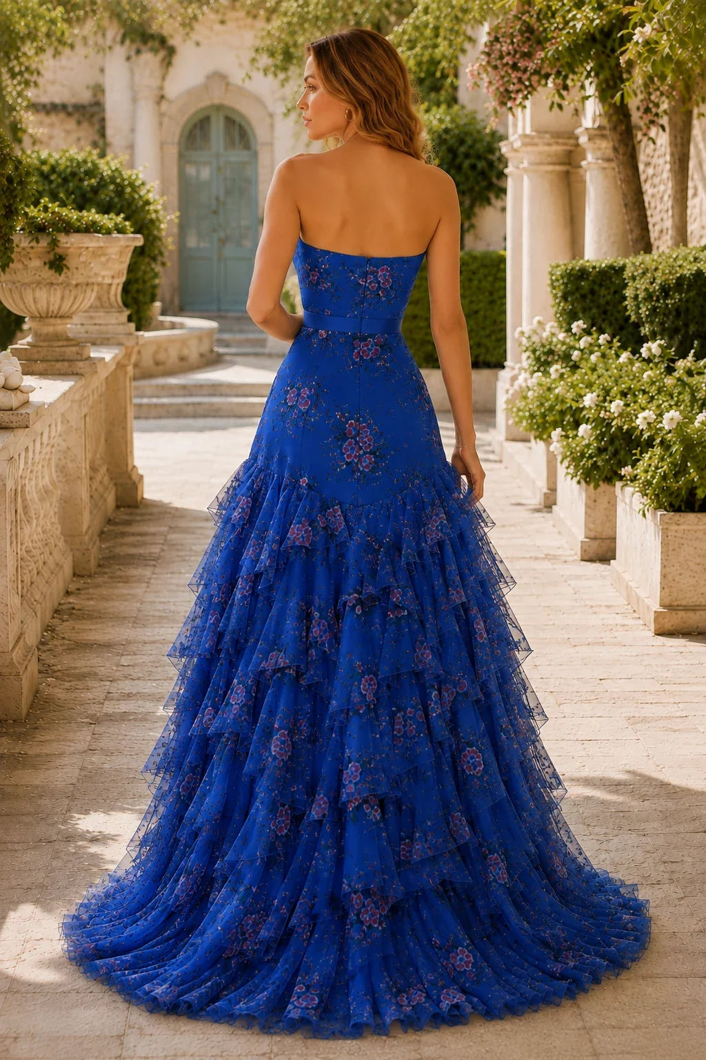 Bianca Strapless Ruffle Mermaid Prom Dress with Slit