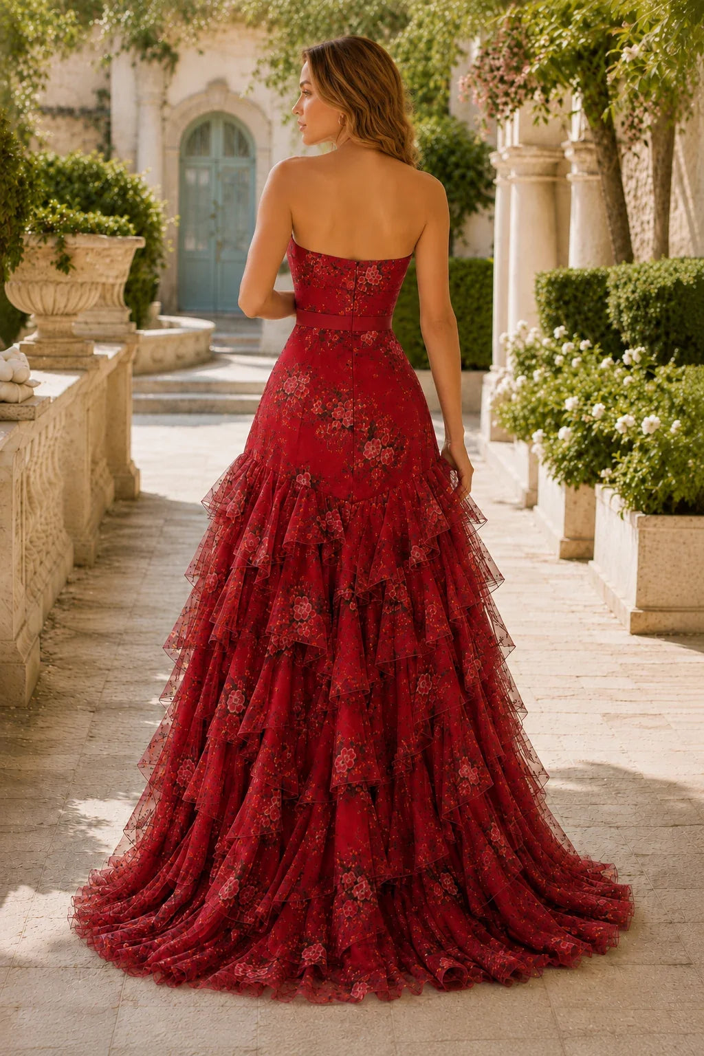 Bianca Strapless Ruffle Mermaid Prom Dress with Slit