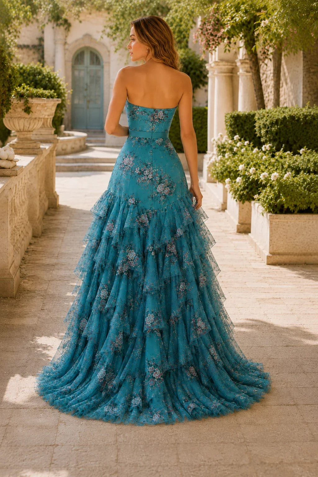 Bianca Strapless Ruffle Mermaid Prom Dress with Slit
