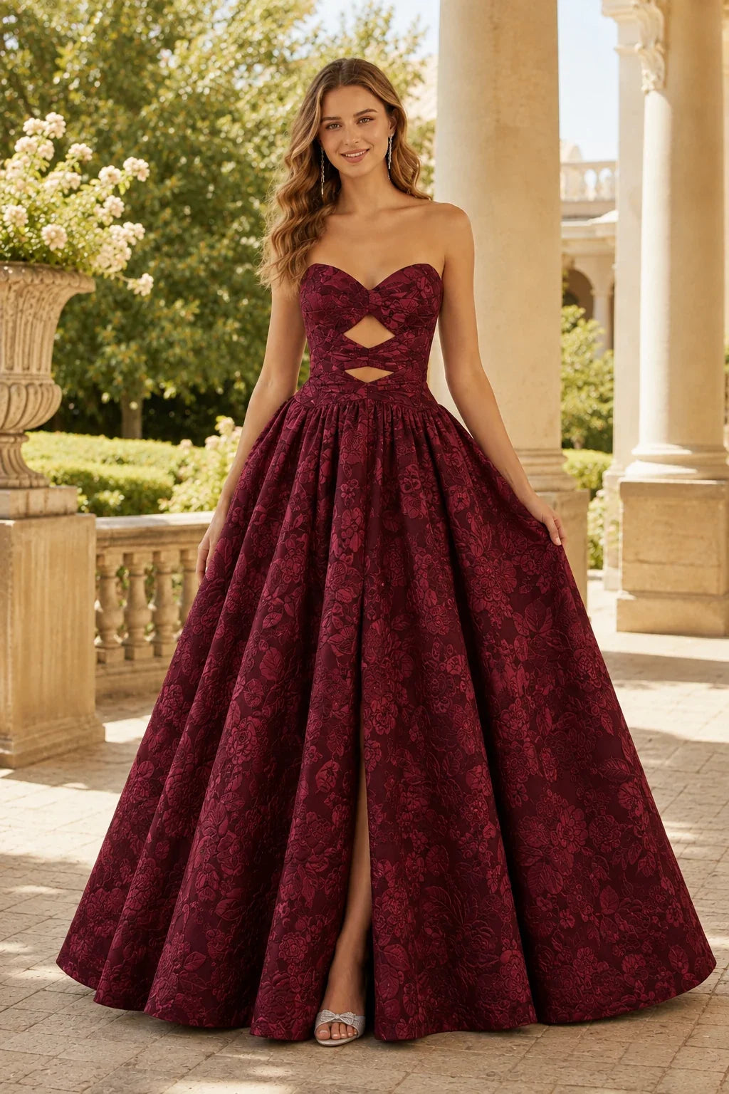 Verona Strapless Floral Ball Gown Prom Dress