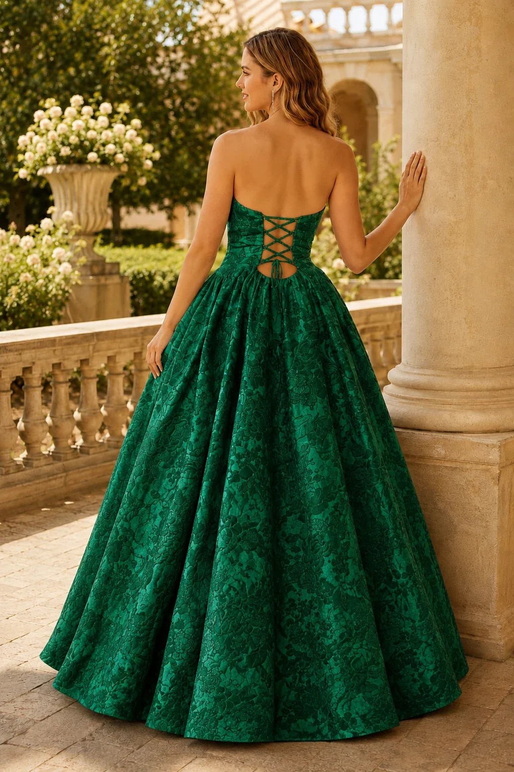 Verona Strapless Floral Ball Gown Prom Dress
