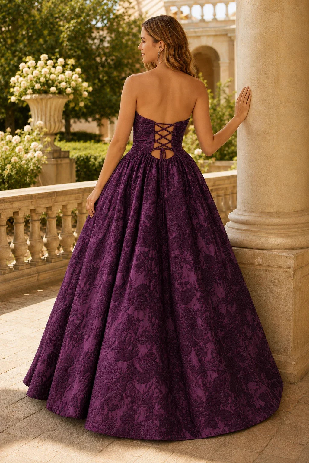 Verona Strapless Floral Ball Gown Prom Dress