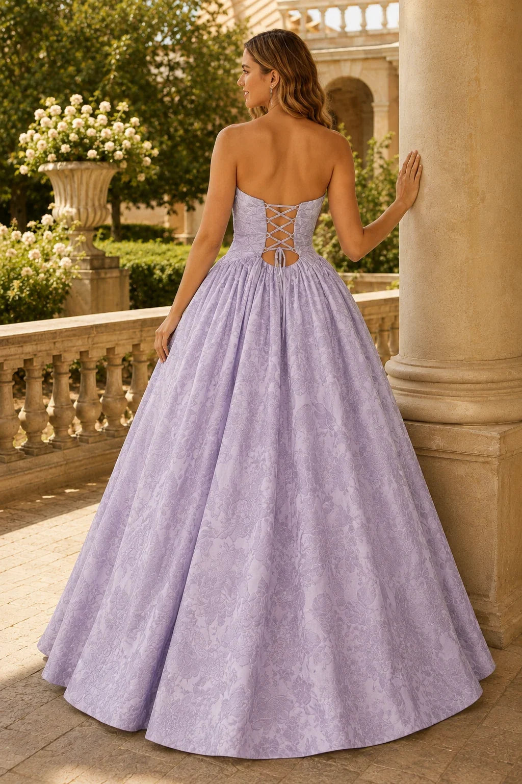 Verona Strapless Floral Ball Gown Prom Dress