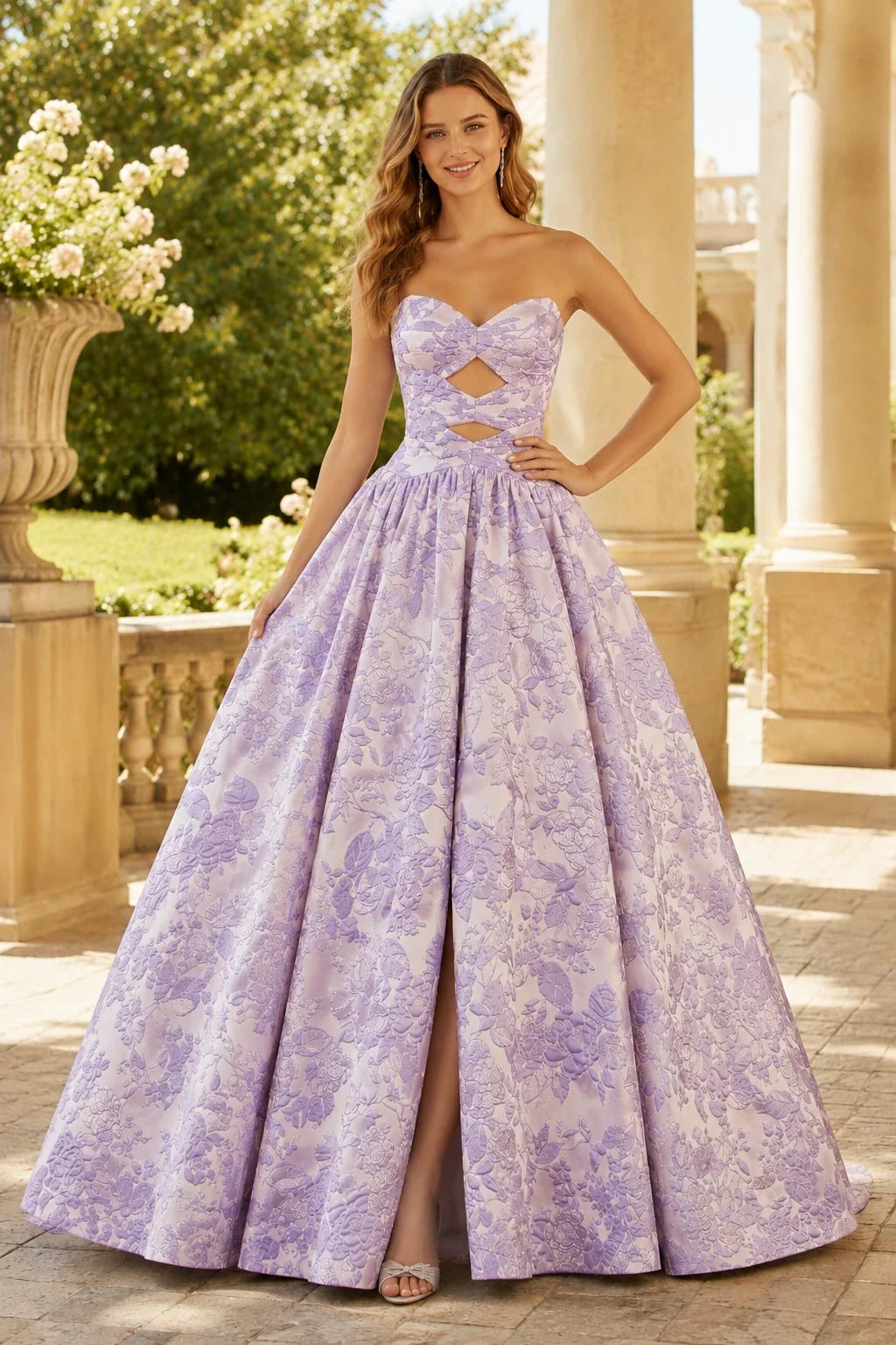 Verona Strapless Floral Ball Gown Prom Dress