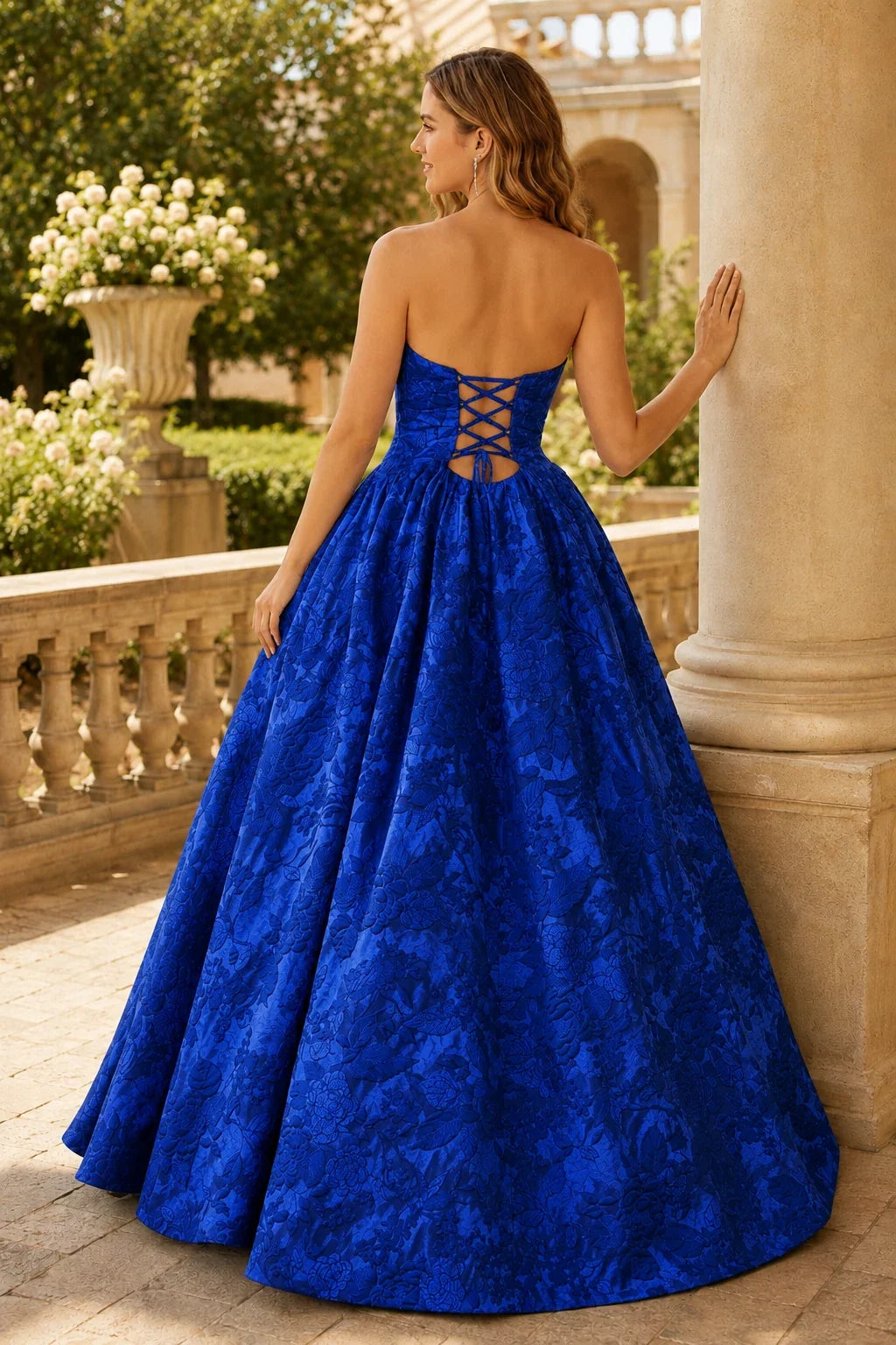 Verona Strapless Floral Ball Gown Prom Dress