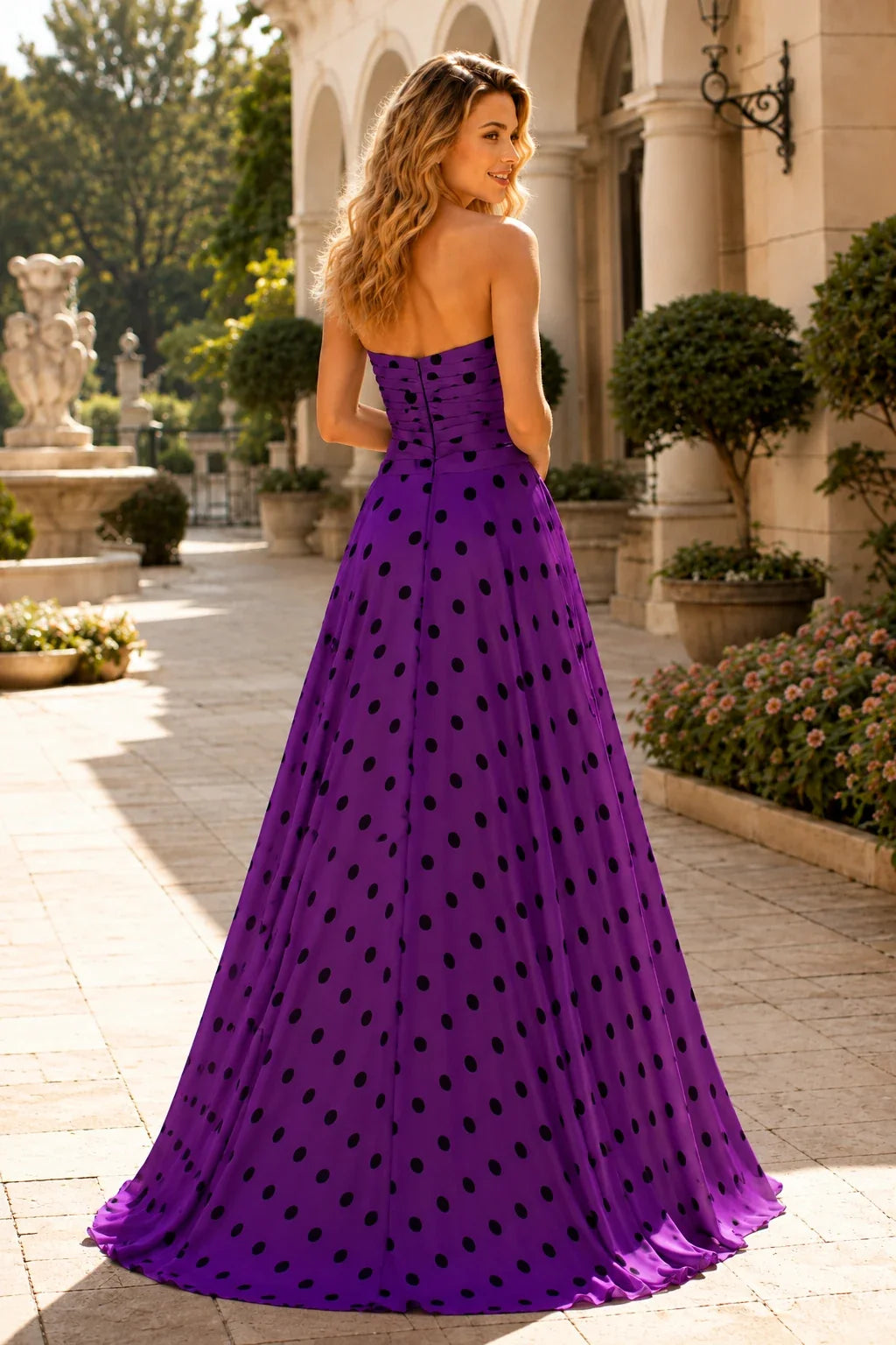 Larissa Bow Spaghetti-Strap A-Line Prom Dress with Slit