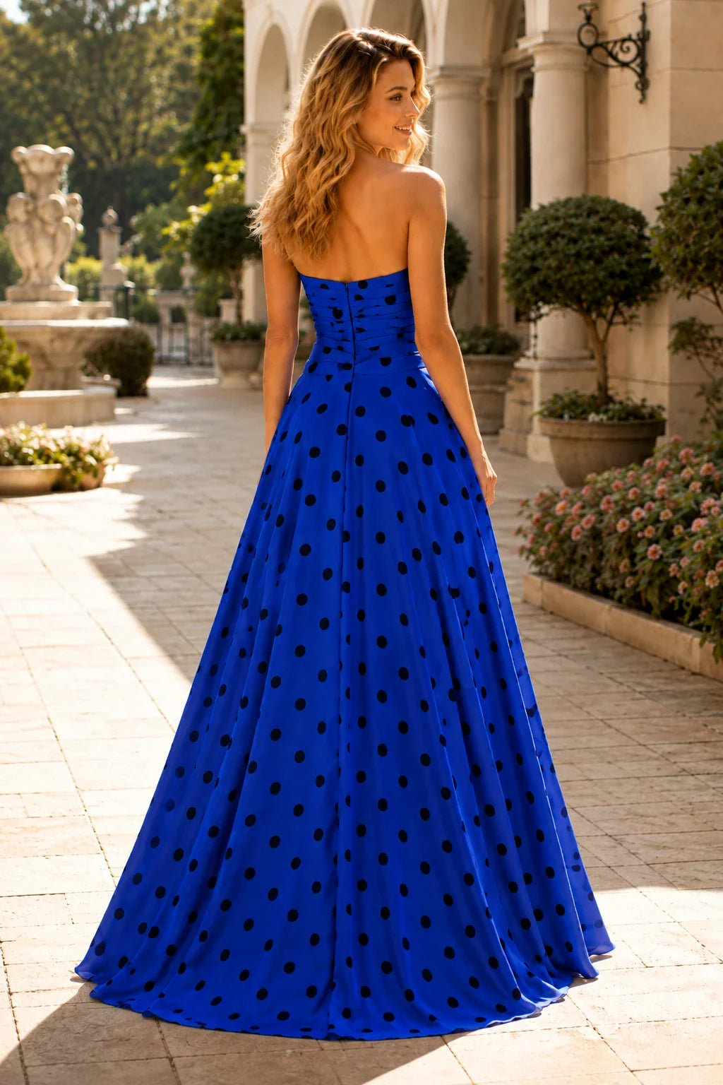 Larissa Bow Spaghetti-Strap A-Line Prom Dress with Slit
