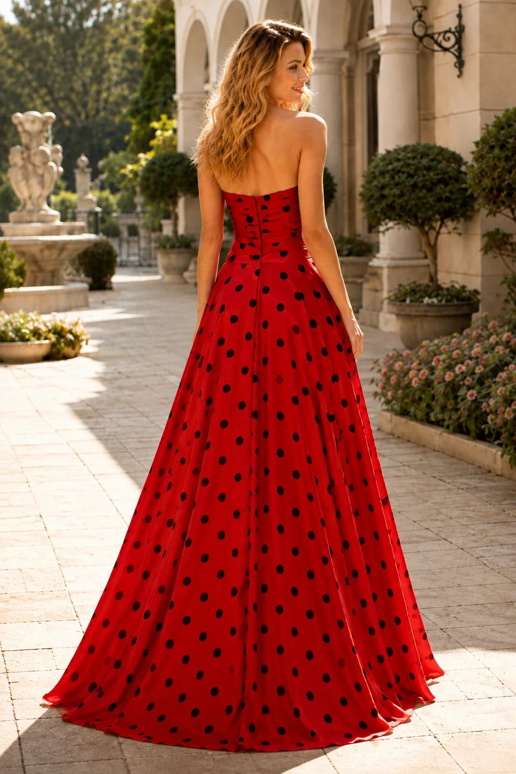 Larissa Bow Spaghetti-Strap A-Line Prom Dress with Slit