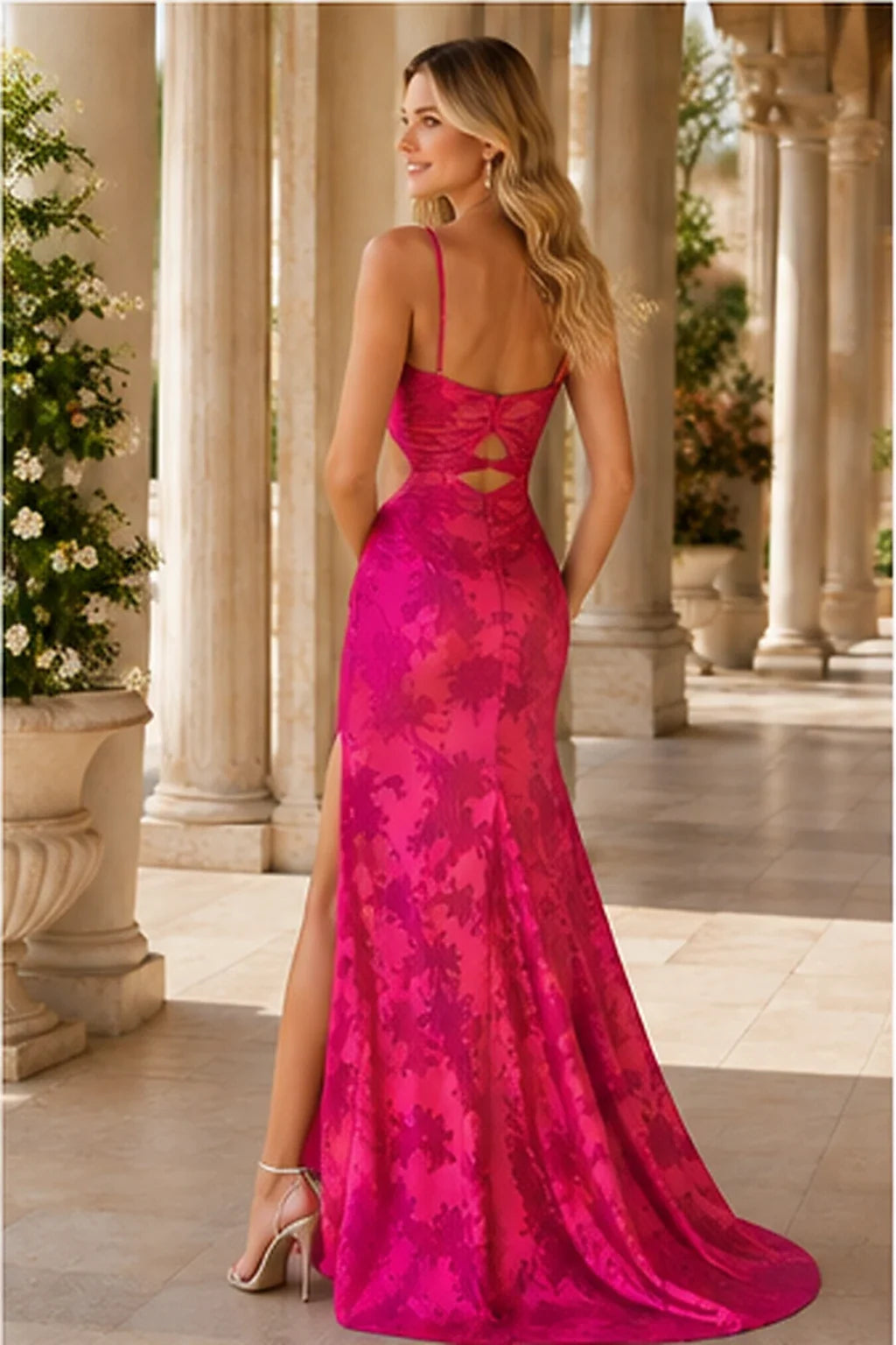 Renata Strapless Floral Mermaid Prom Dress with Slit