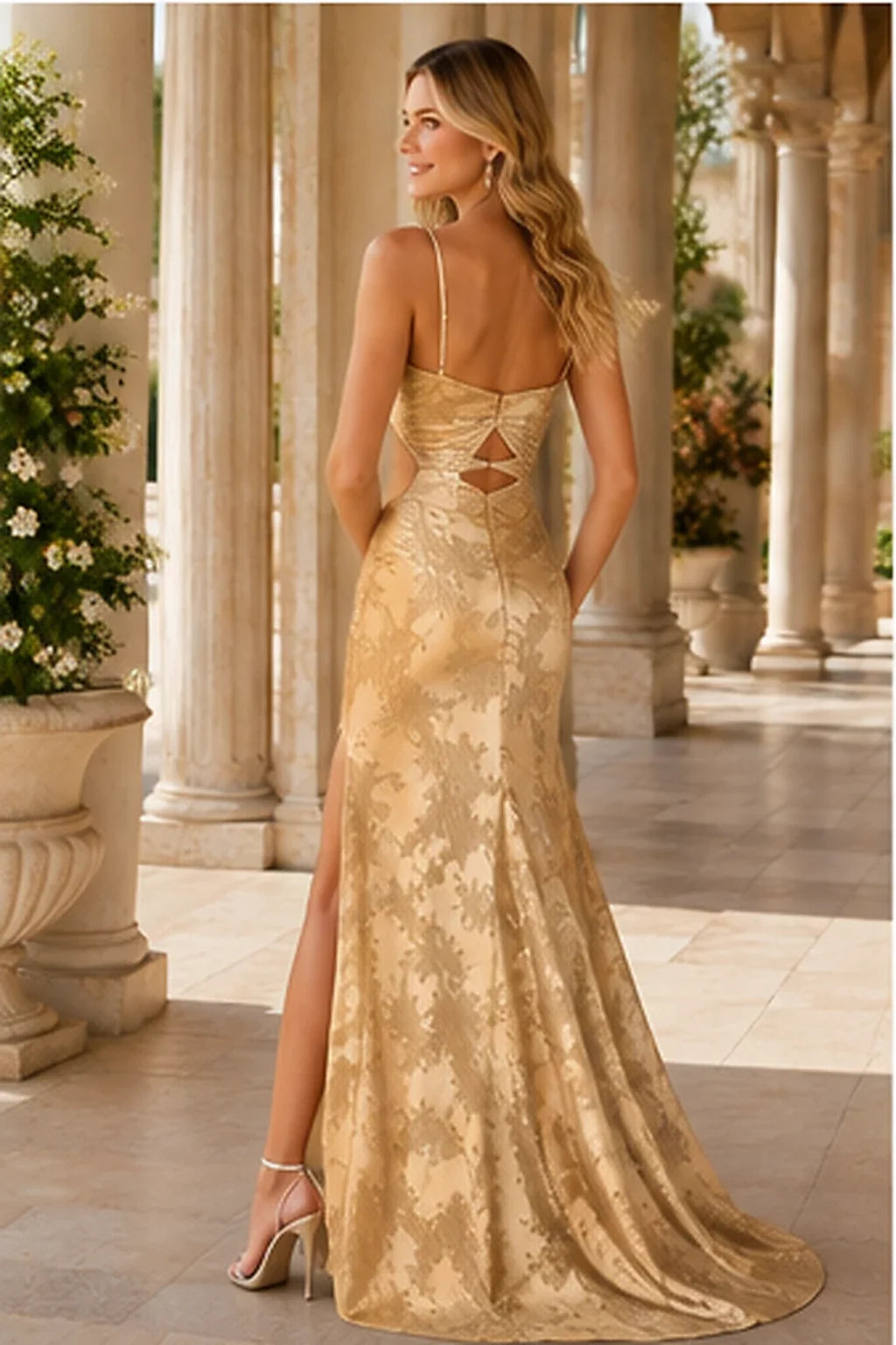 Renata Strapless Floral Mermaid Prom Dress with Slit