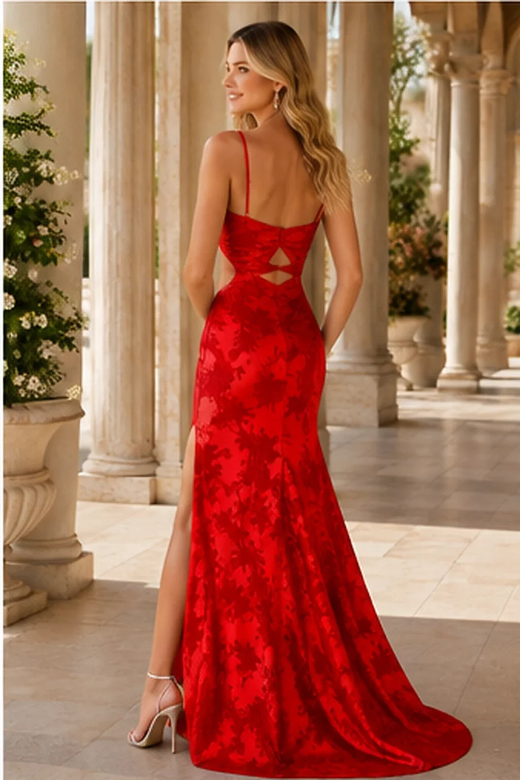 Renata Strapless Floral Mermaid Prom Dress with Slit