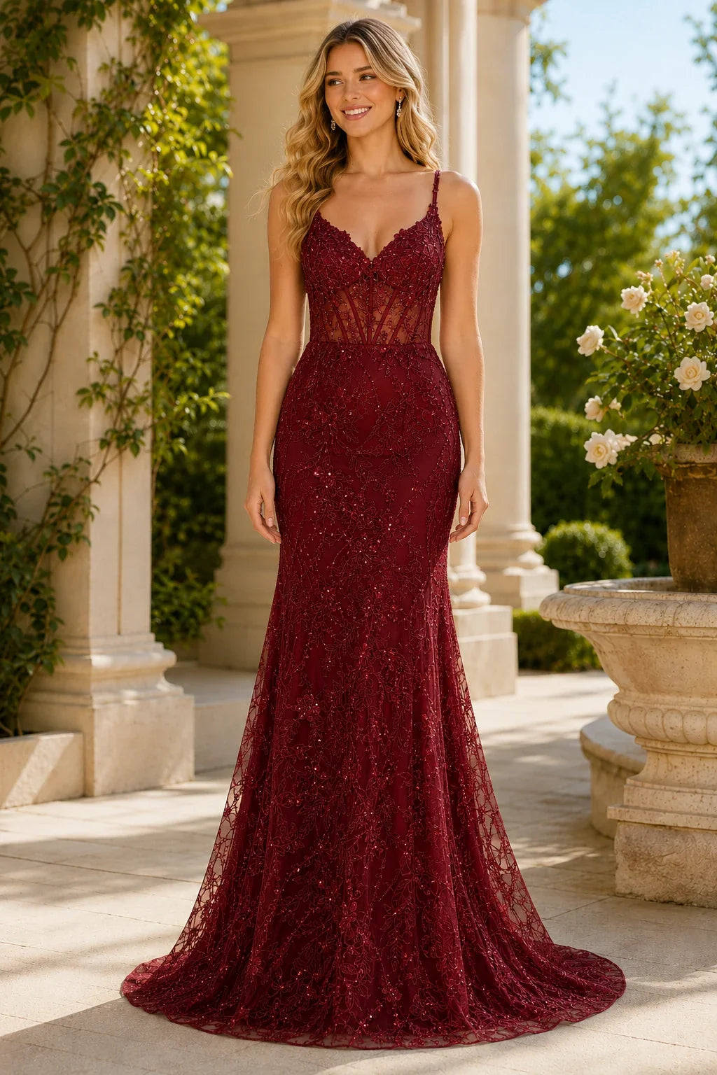 Arabella Beaded Lace Mermaid Prom Dress