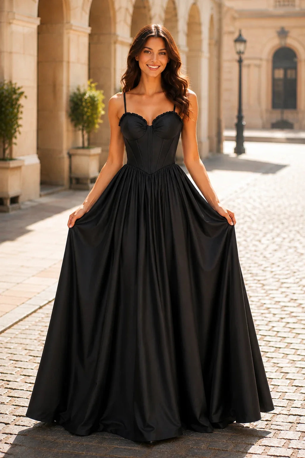 Anastasia Spaghetti-Strap Corset Ball Gown Prom Dress