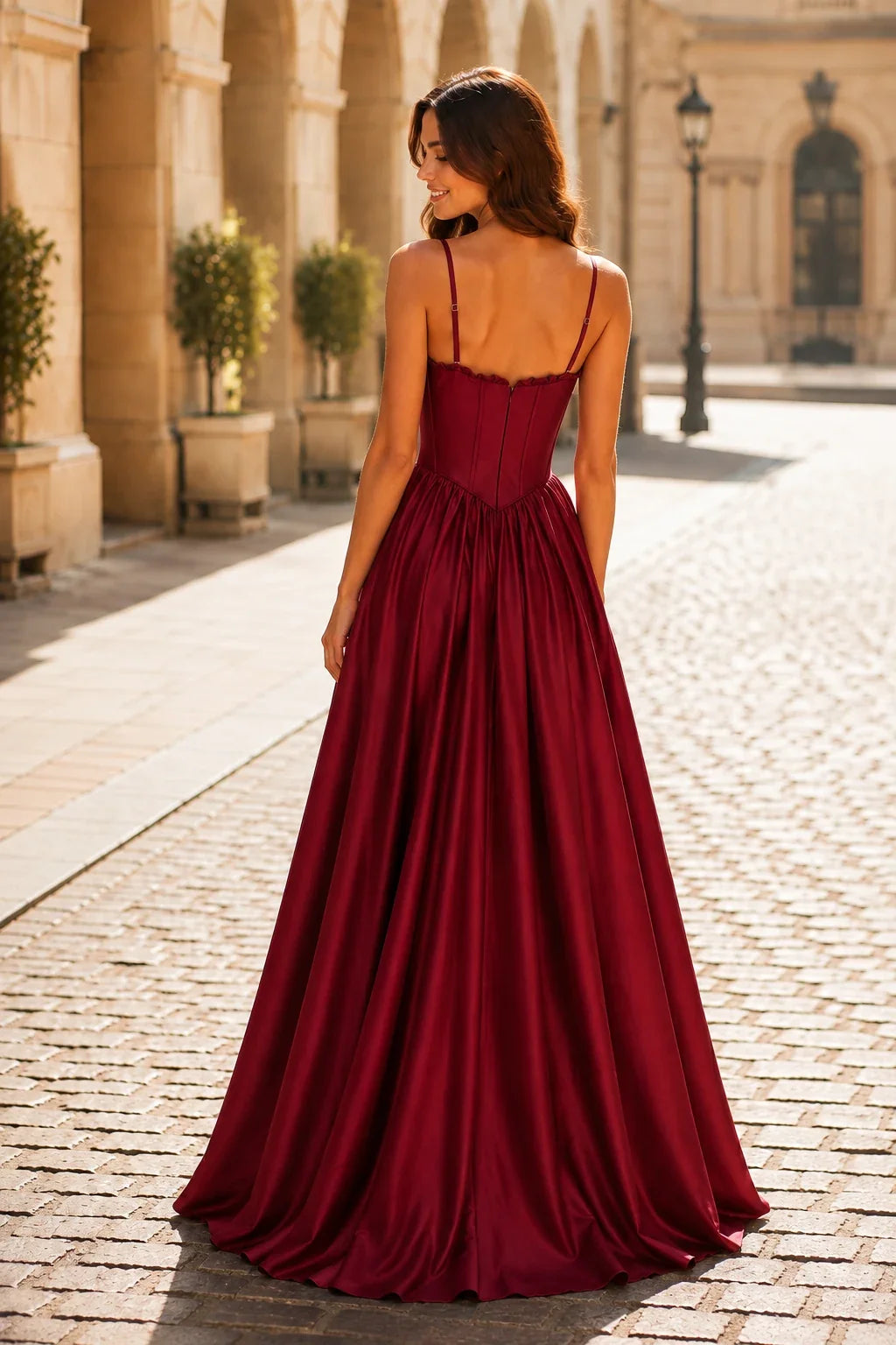 Anastasia Spaghetti-Strap Corset Ball Gown Prom Dress