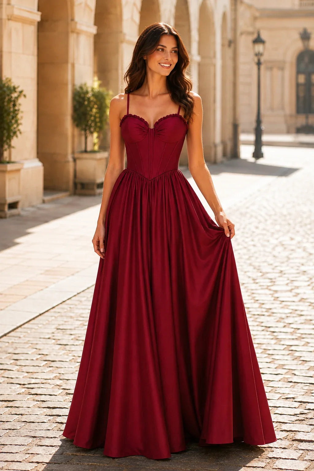 Anastasia Spaghetti-Strap Corset Ball Gown Prom Dress