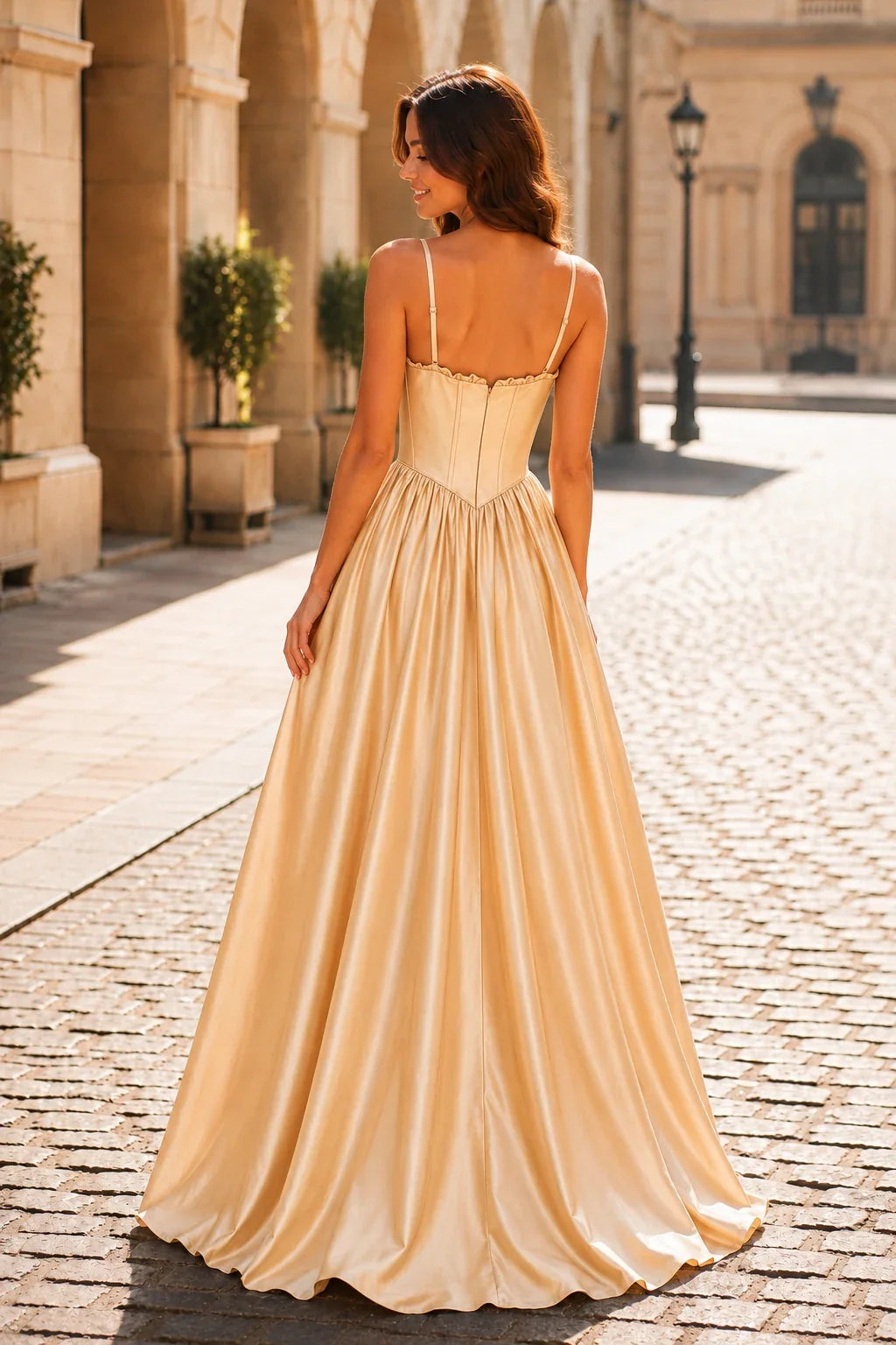 Anastasia Spaghetti-Strap Corset Ball Gown Prom Dress