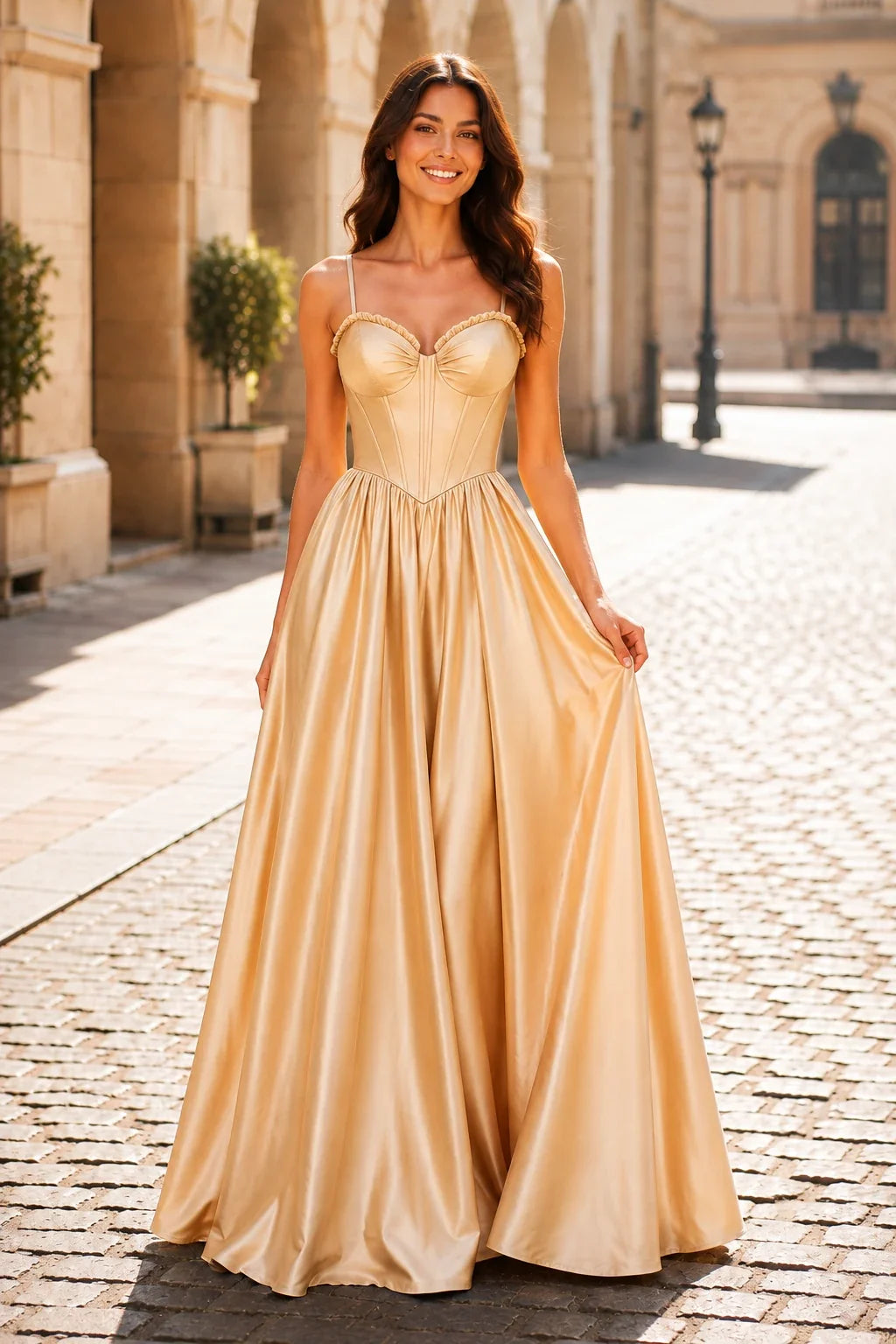 Anastasia Spaghetti-Strap Corset Ball Gown Prom Dress