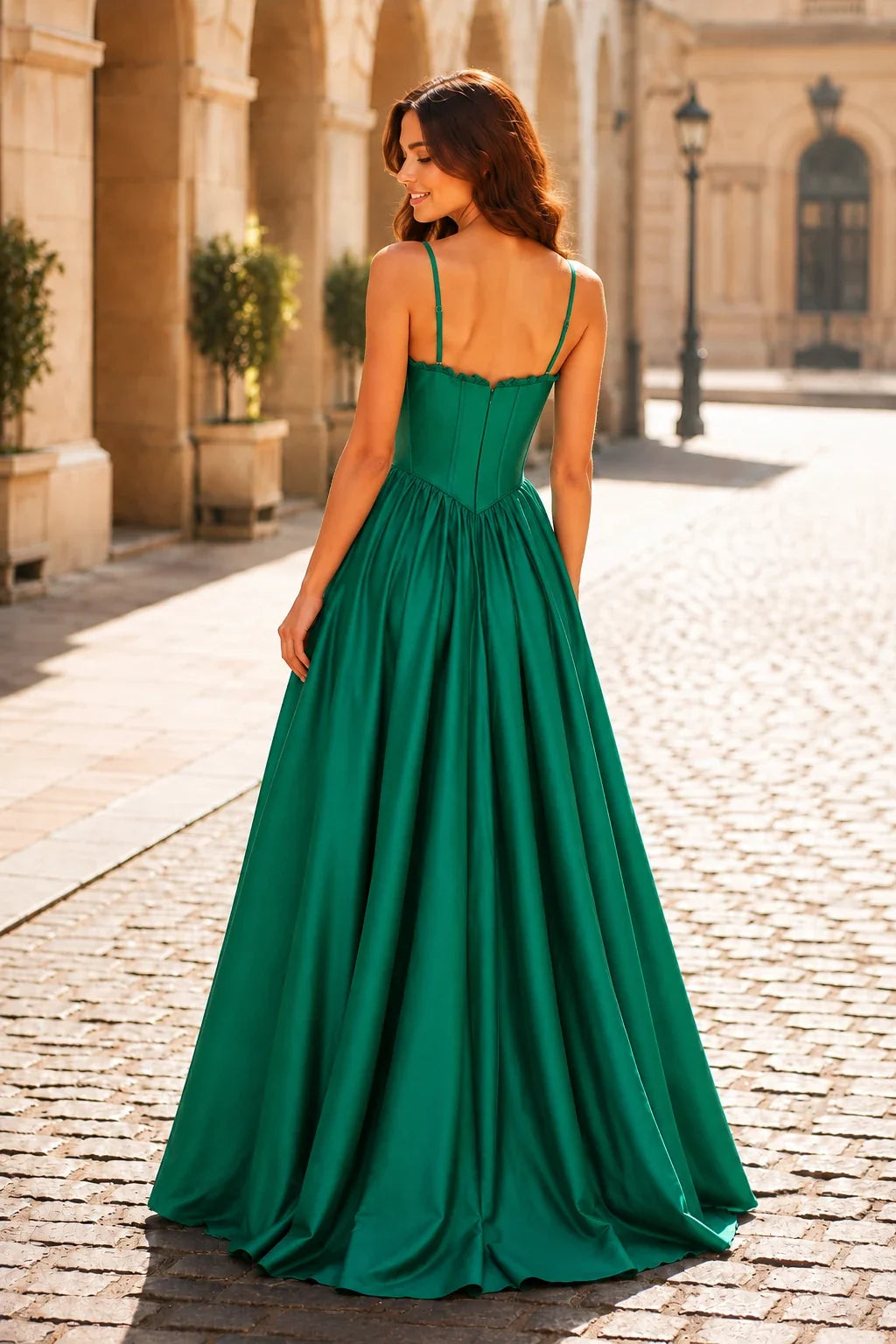 Anastasia Spaghetti-Strap Corset Ball Gown Prom Dress