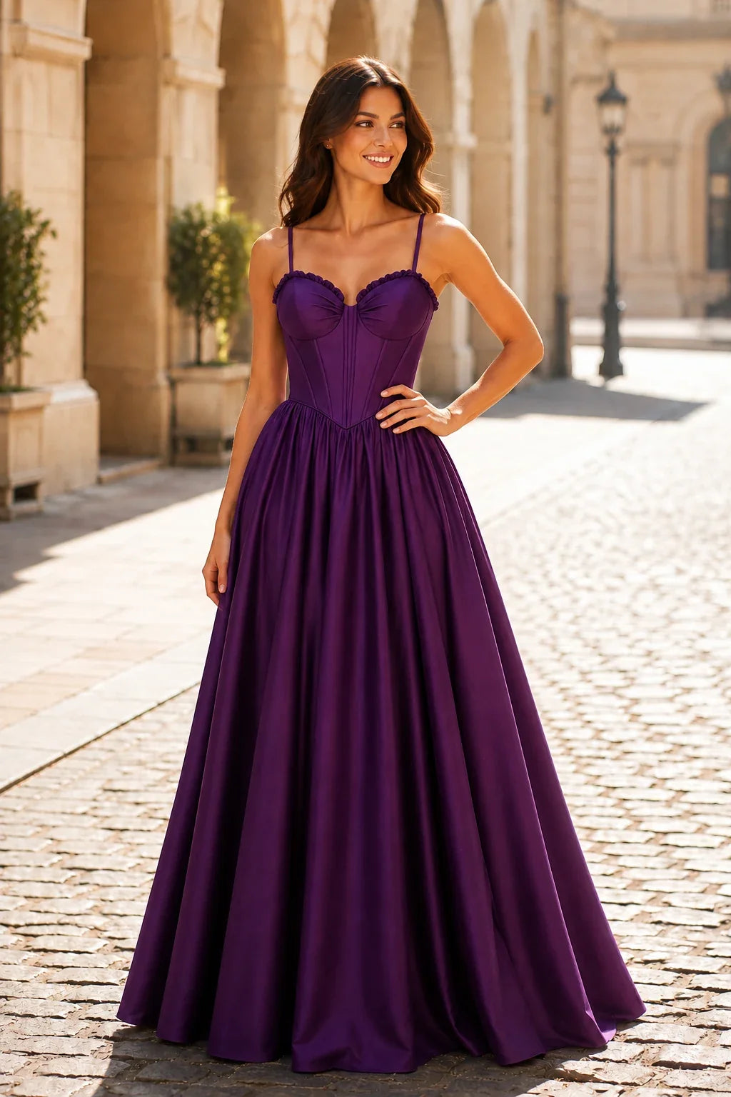 Anastasia Spaghetti-Strap Corset Ball Gown Prom Dress